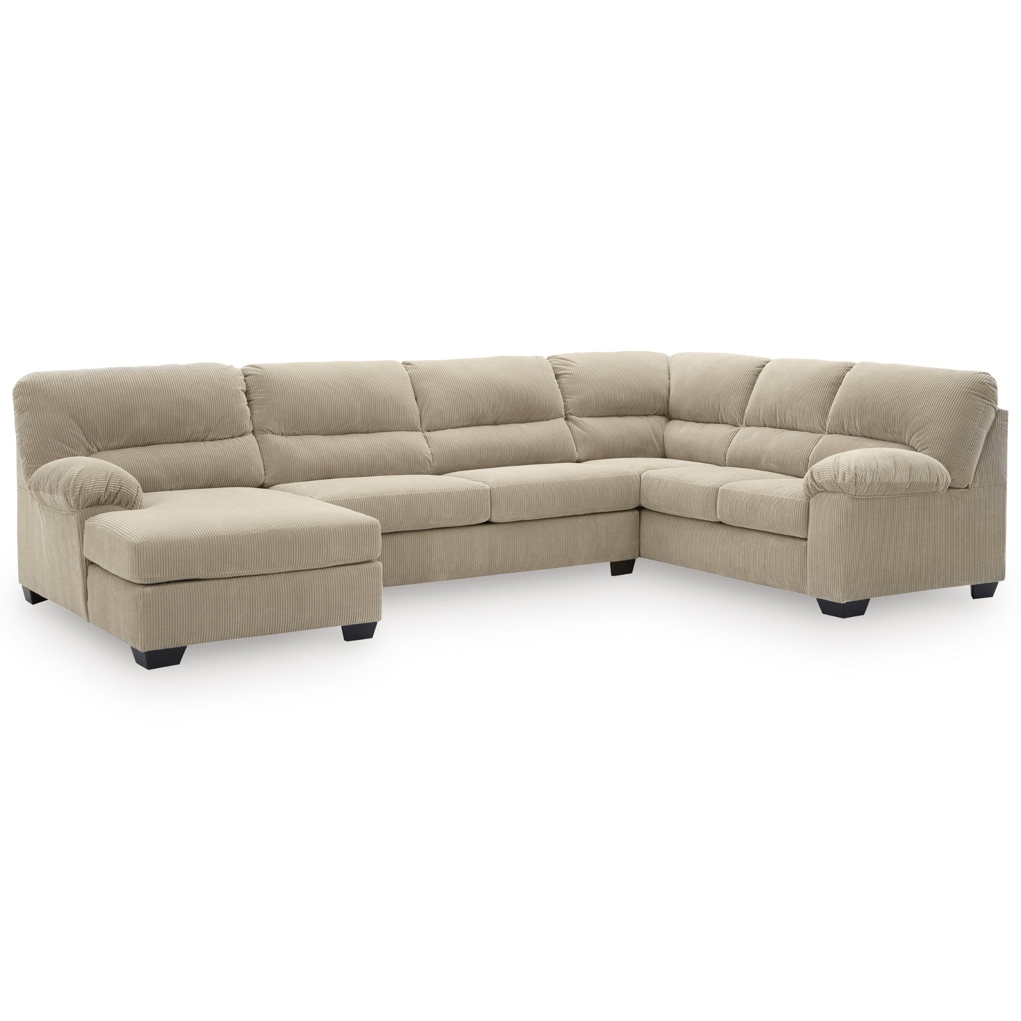 SimpleJoy 3-Piece Sectional with Chaise in Sand