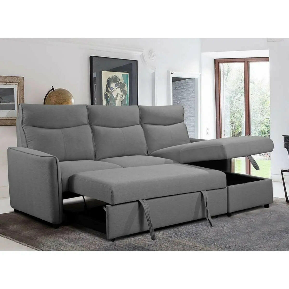 Sofa Bed Sectional with Storage Chaise 9027.