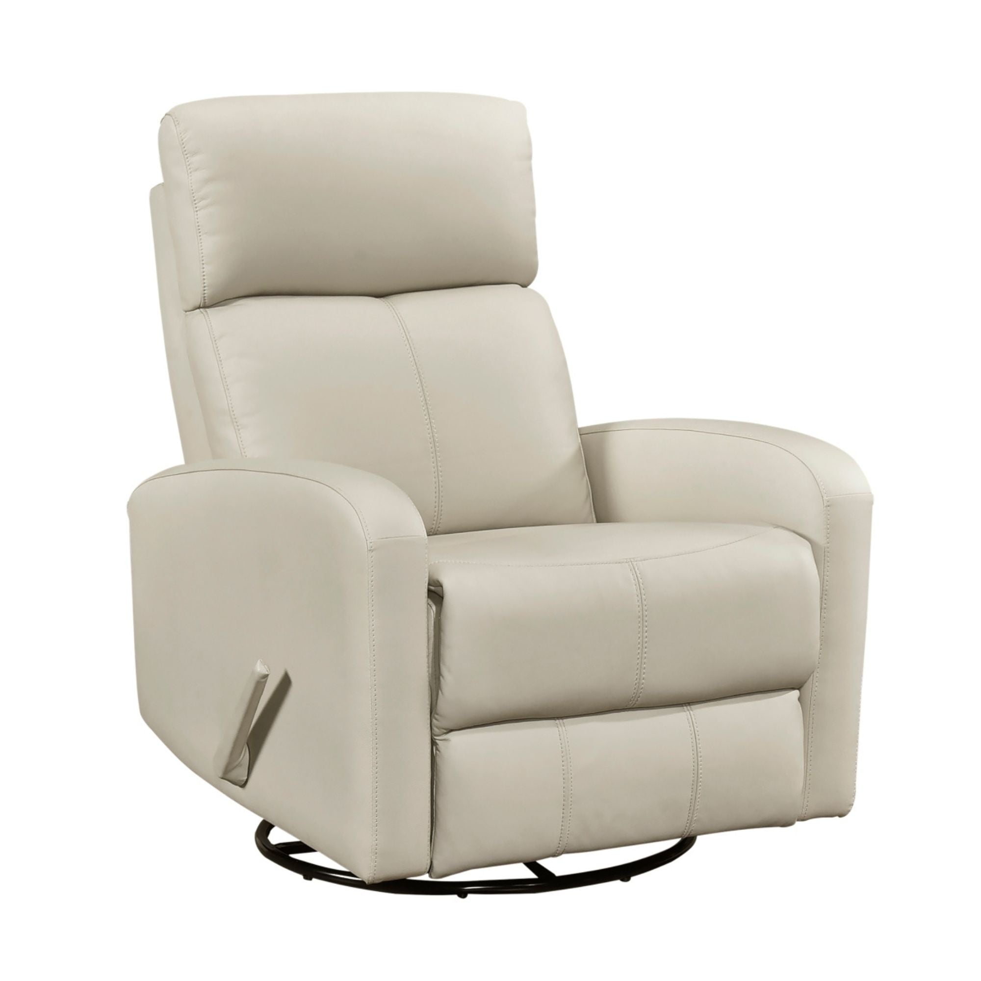 Maz Sorrento Collection beige swivel recliner chair with plush cushioning and wooden base, designed for comfort and style.