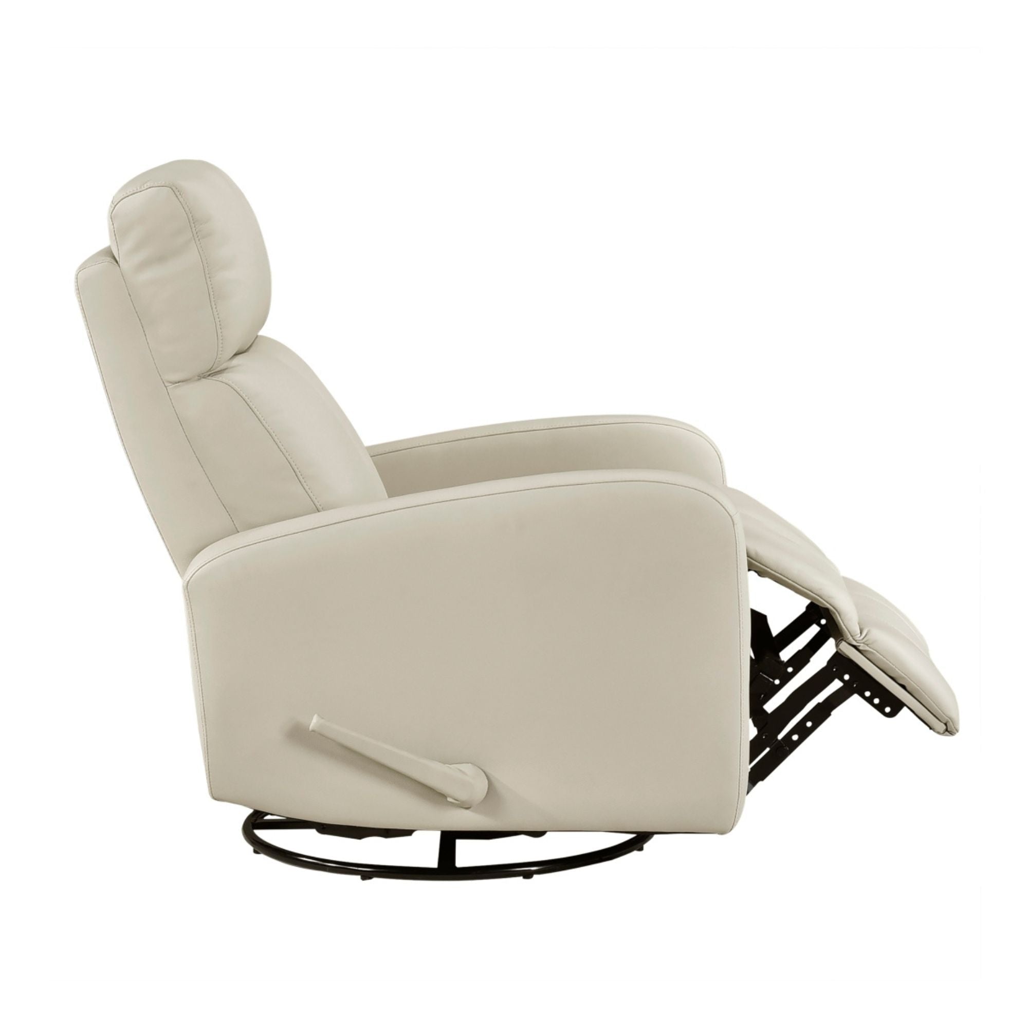 MAZ Sorrento Collection beige swivel glider recliner chair with cushioned back and armrests, designed for comfort and style.