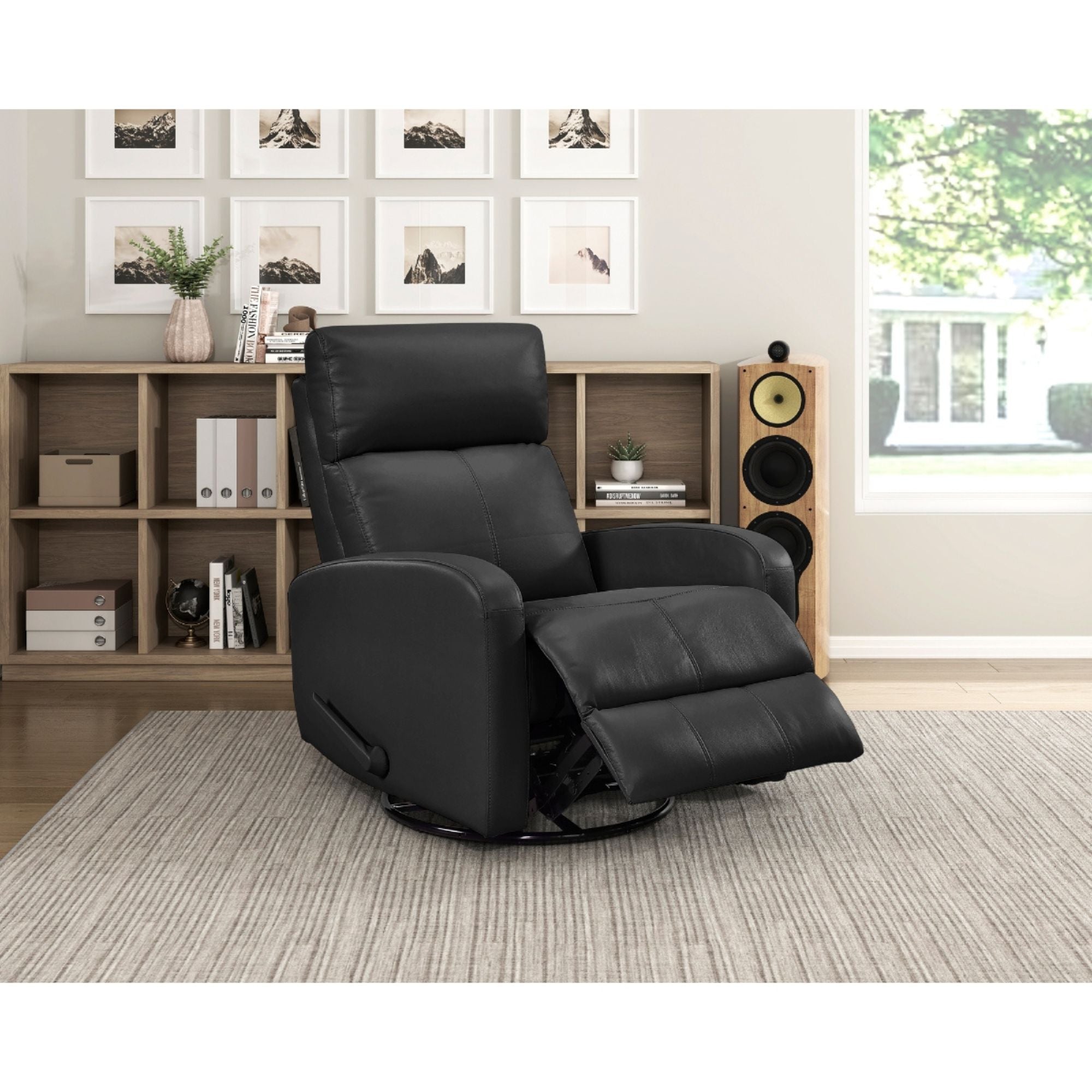 Sorrento Collection Swivel Glider Recliner Chair in Black