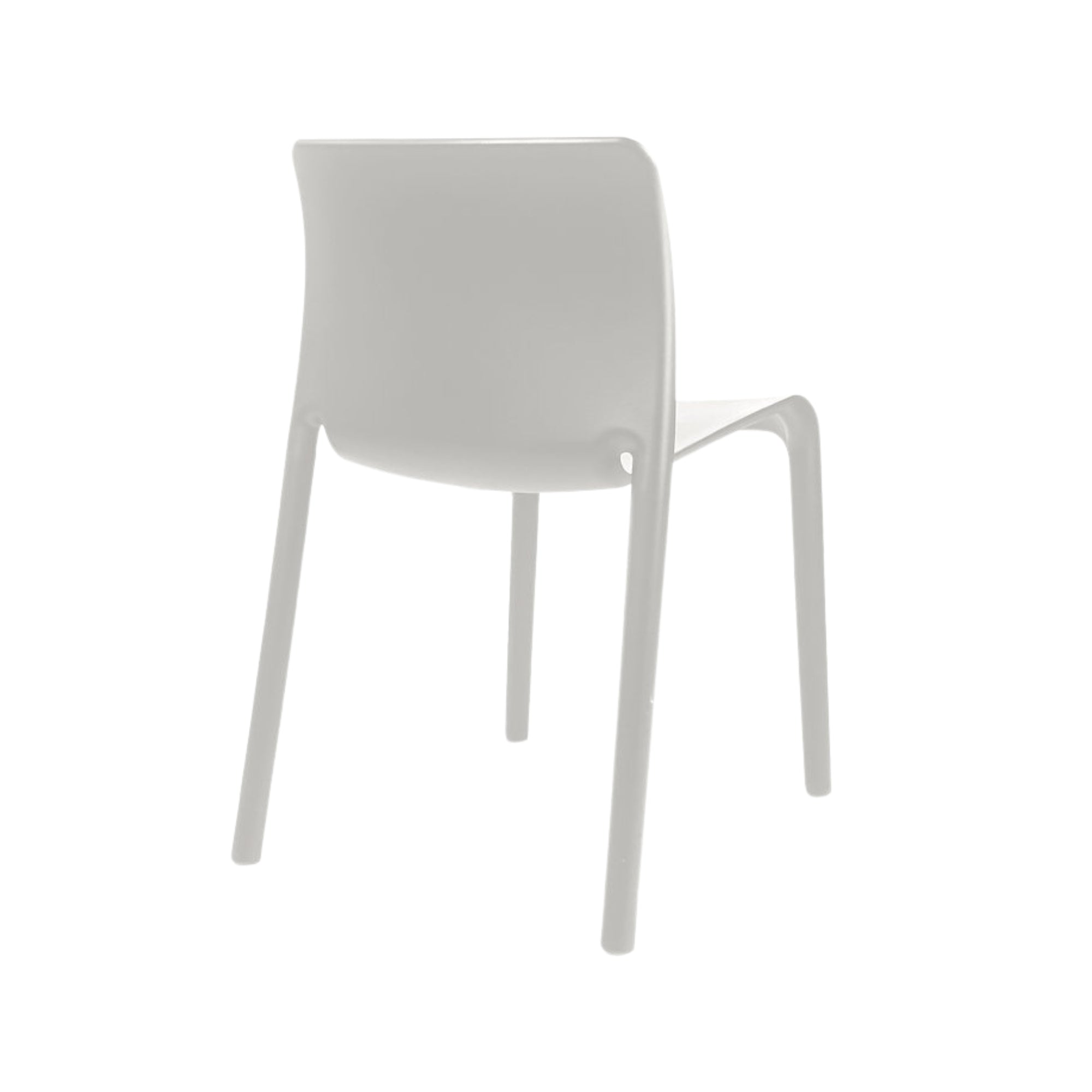 Set of four white Faro stackable dining chairs by Elite Living, neatly stacked for storage or display.