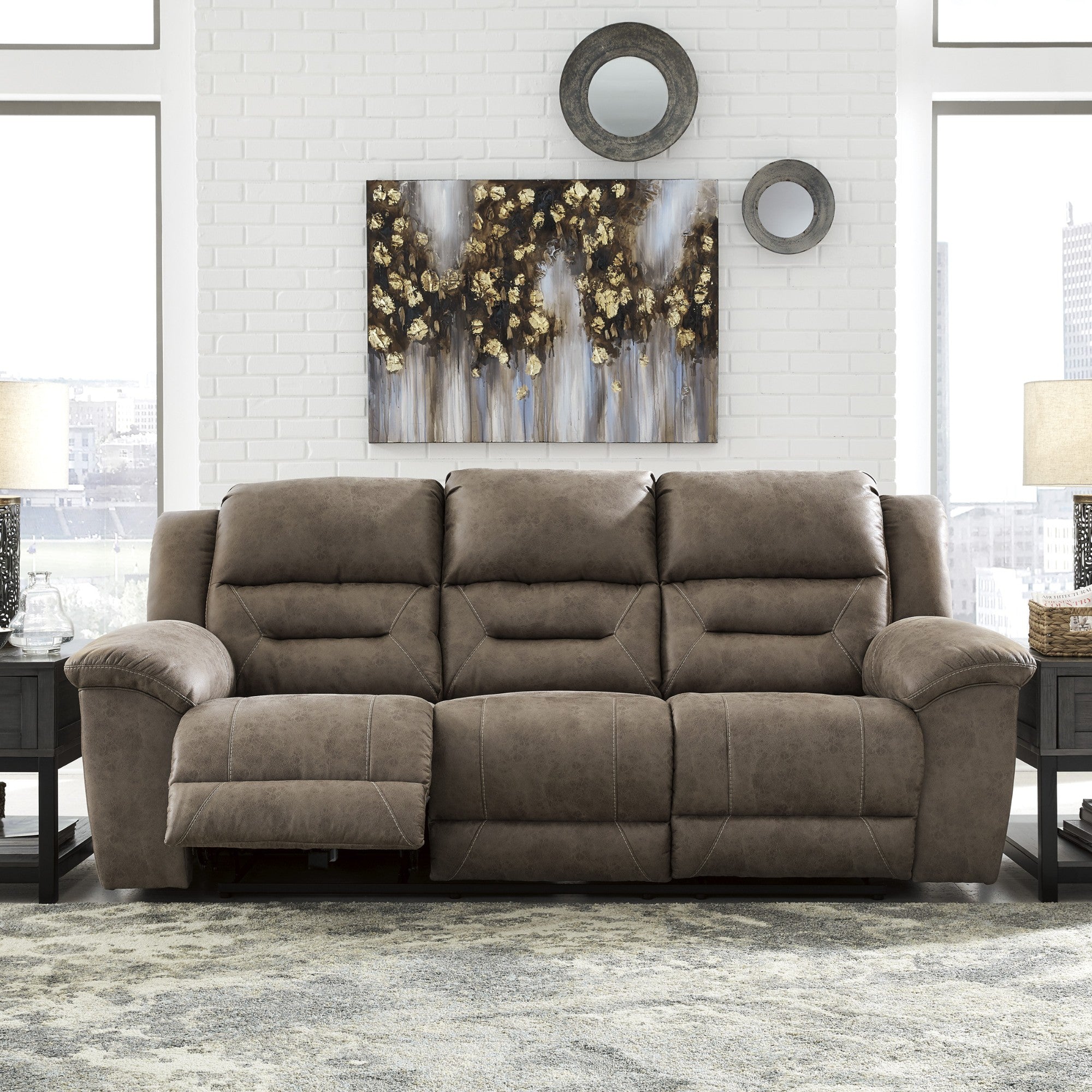 Stoneland Reclining Power Sofa in Fossil | CastleUp Experience Centre Online Furniture
