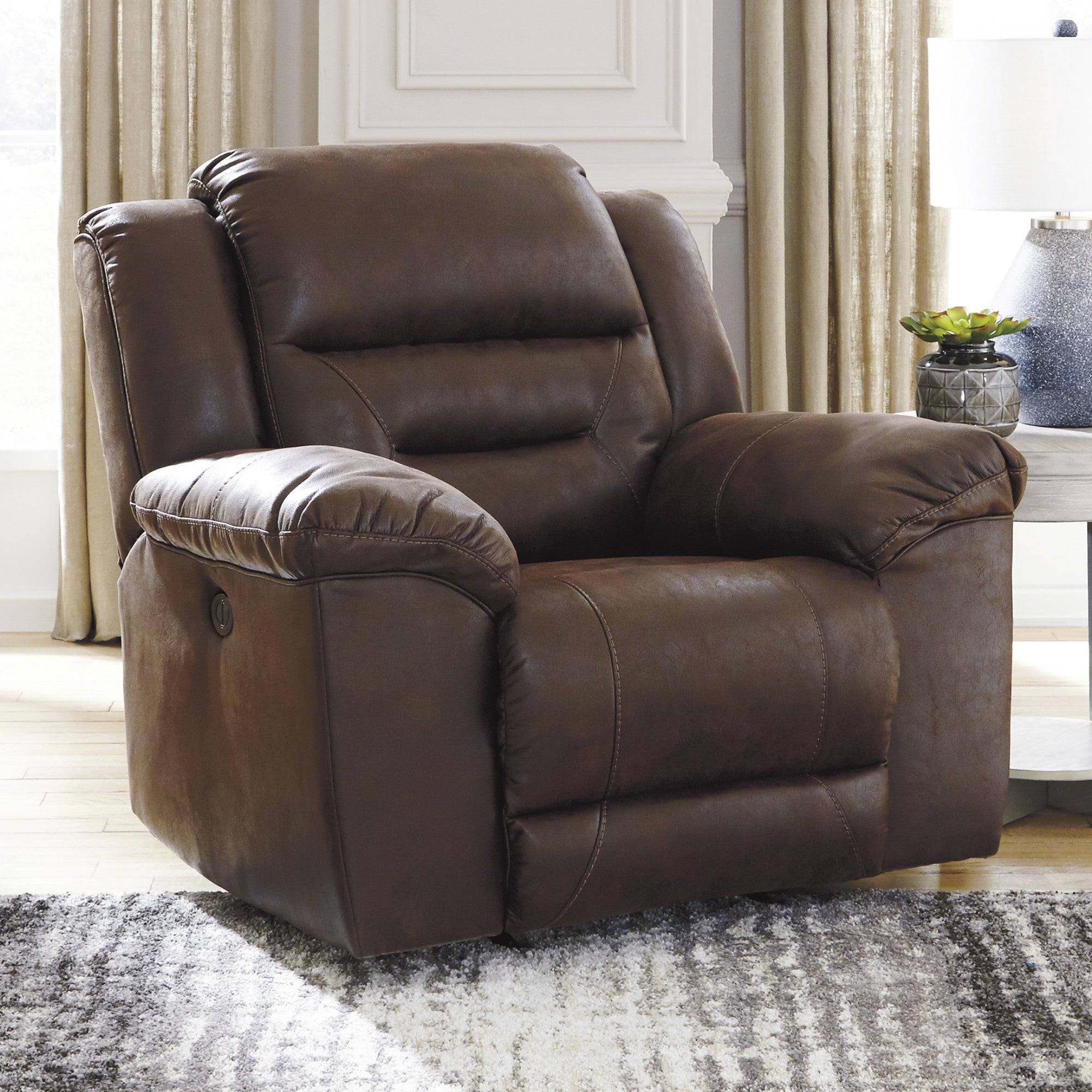 Stoneland Rocker Reclining Power Chair in Chocolate | CastleUp Experience Centre Online Furniture