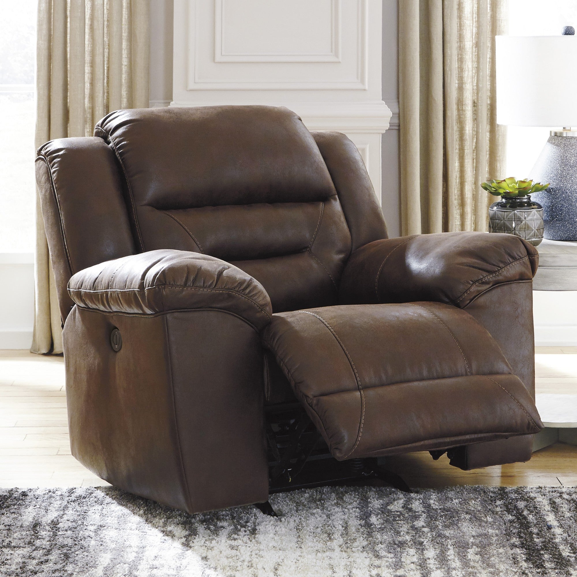 Stoneland Rocker Reclining Power Chair in Chocolate | CastleUp Experience Centre Online Furniture