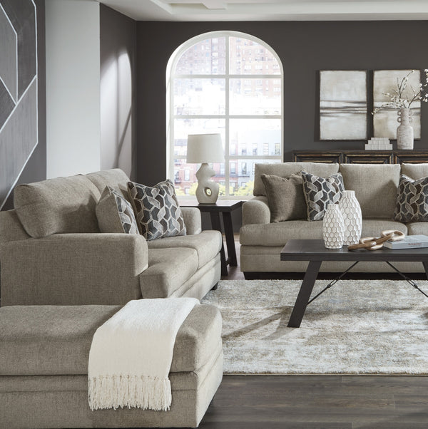 Taupe Stonemeade sofa set by Signature Design Ashley, featuring plush cushions and a modern design for living room comfort.