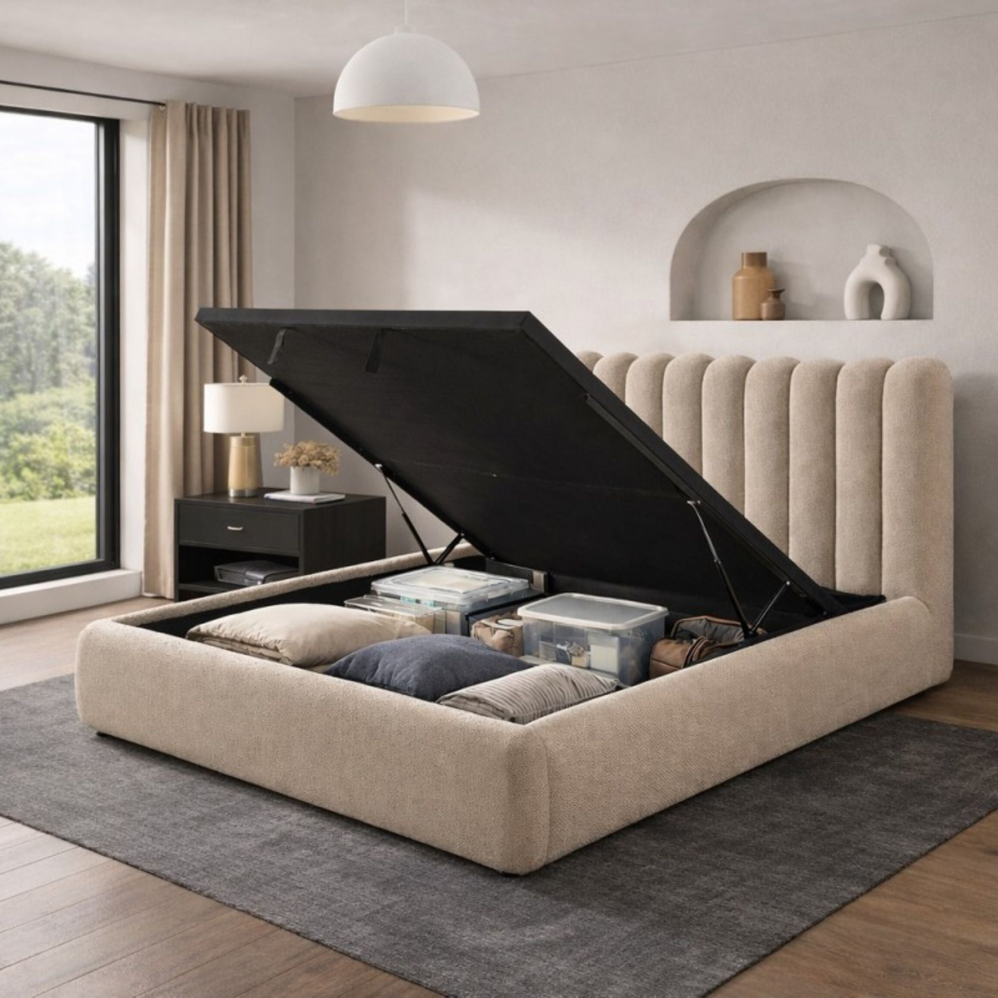 Siena Collection Upholstered Lift-up Storage Platform Bed | CastleUp Experience Centre Online Furniture