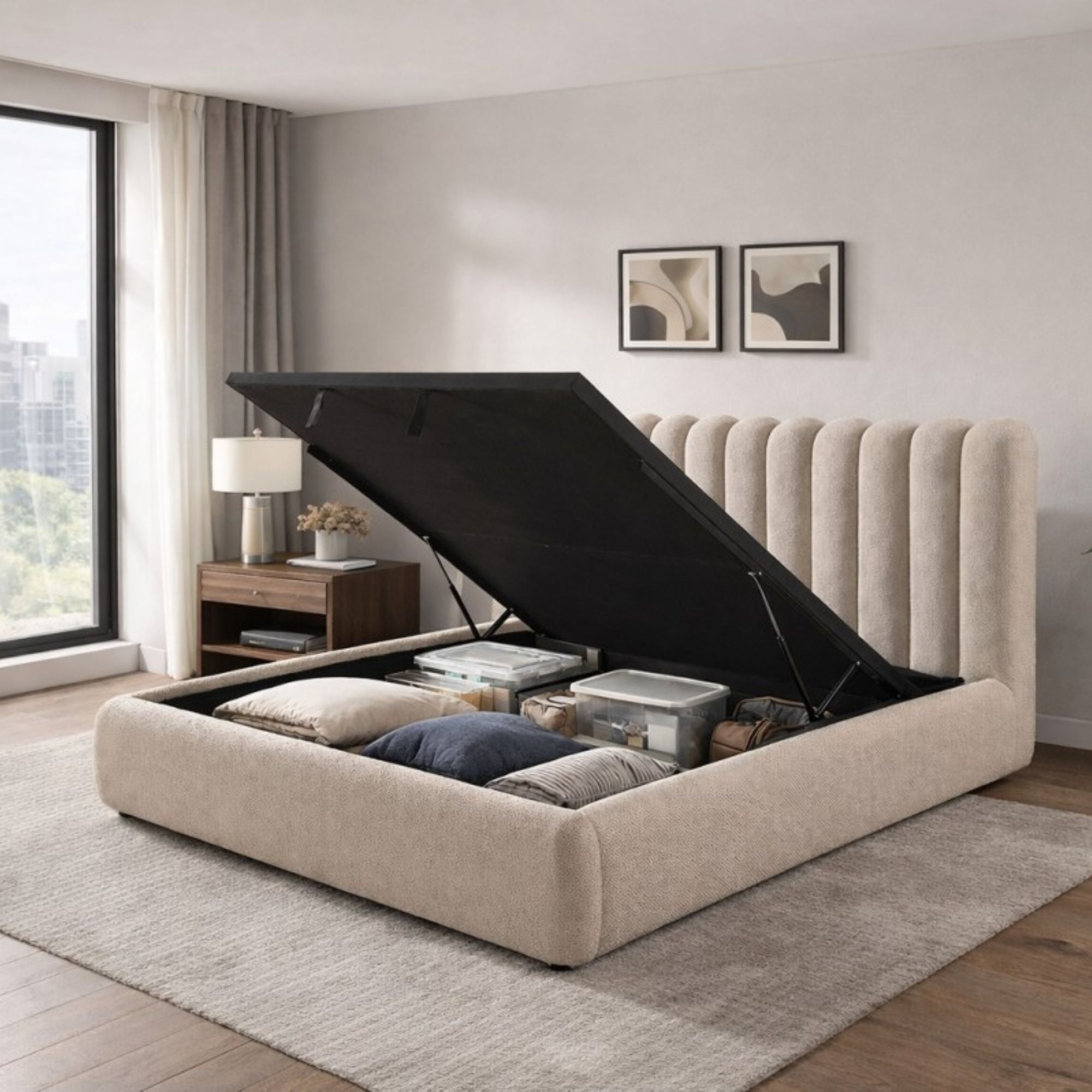 Siena Collection Upholstered Lift-up Storage Platform Bed | CastleUp Experience Centre Online Furniture