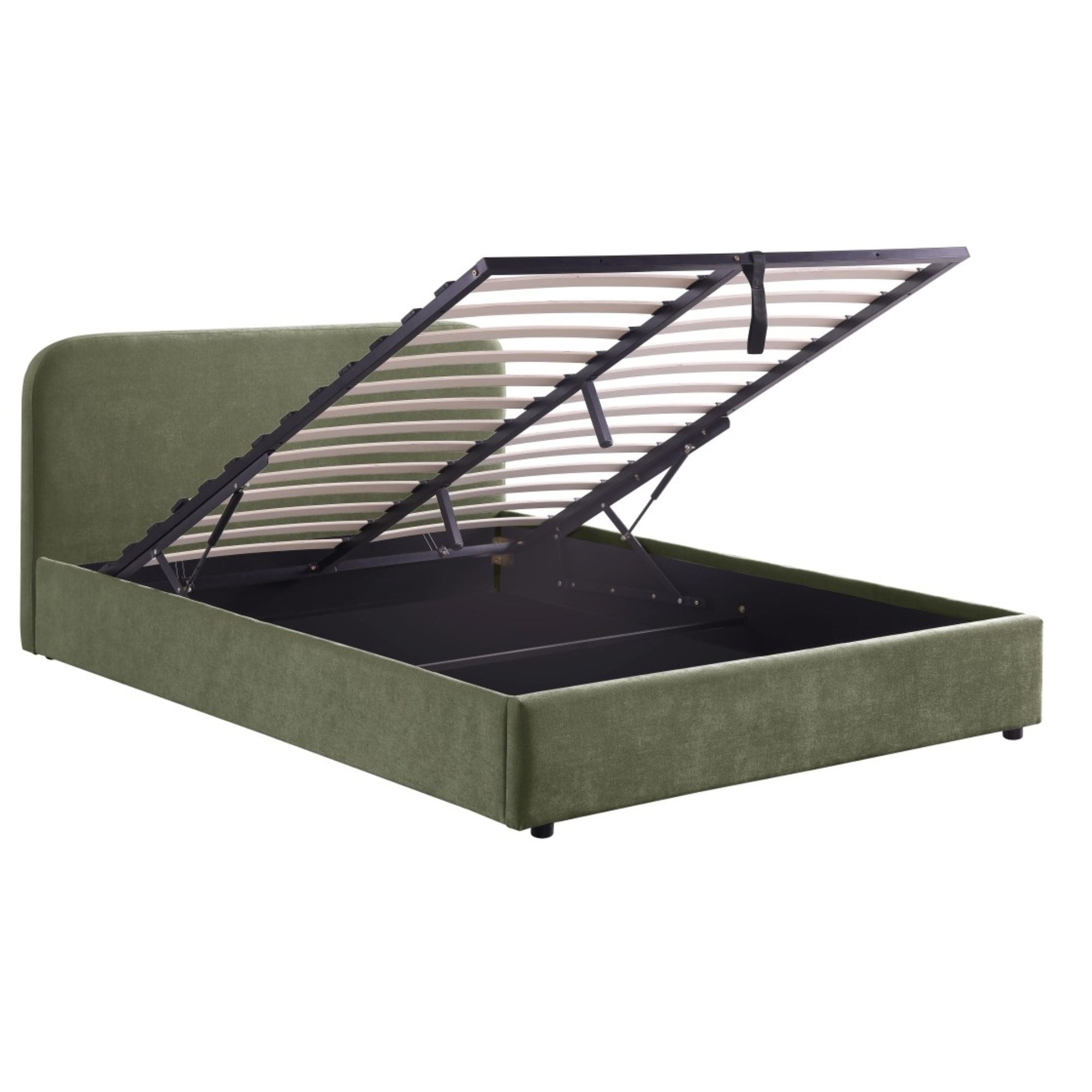 Uphostered Lift-up Storage Bed Green