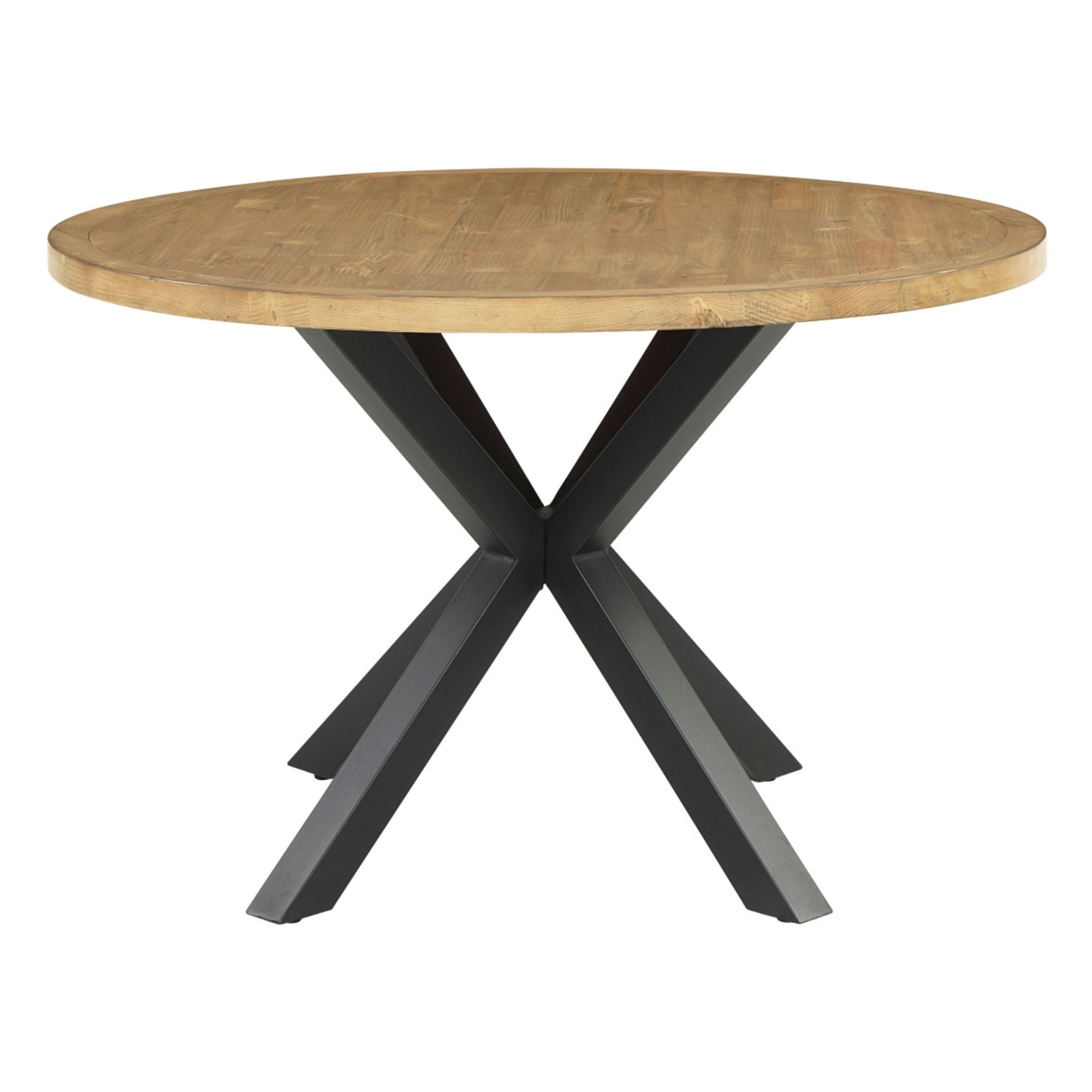 Modern MAZ Strata dining table with a sleek wooden surface and sturdy metal legs, ideal for contemporary dining rooms.