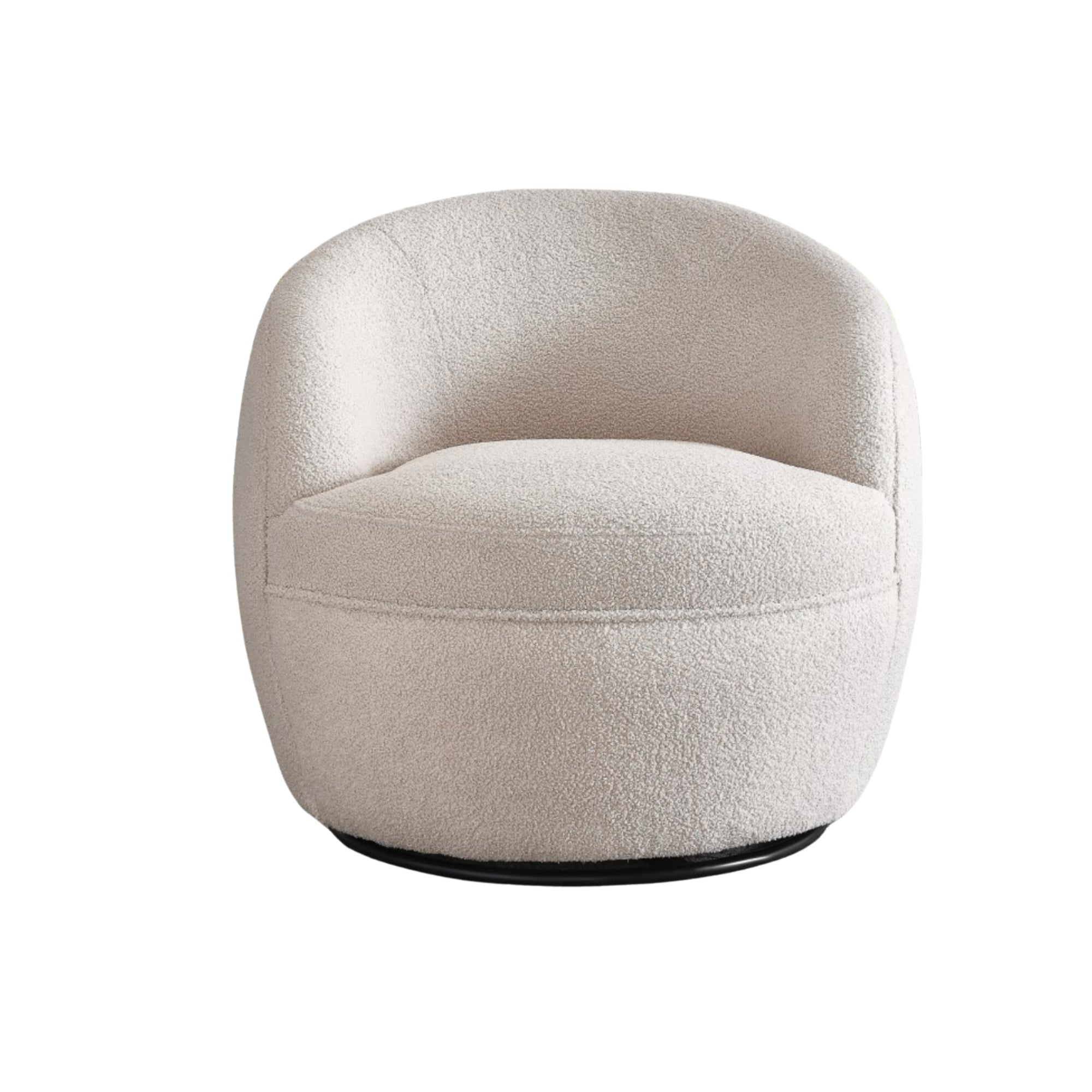 Beige Brassex accent swivel chair with cushioned seat and backrest, modern design, shown from a slight angle.