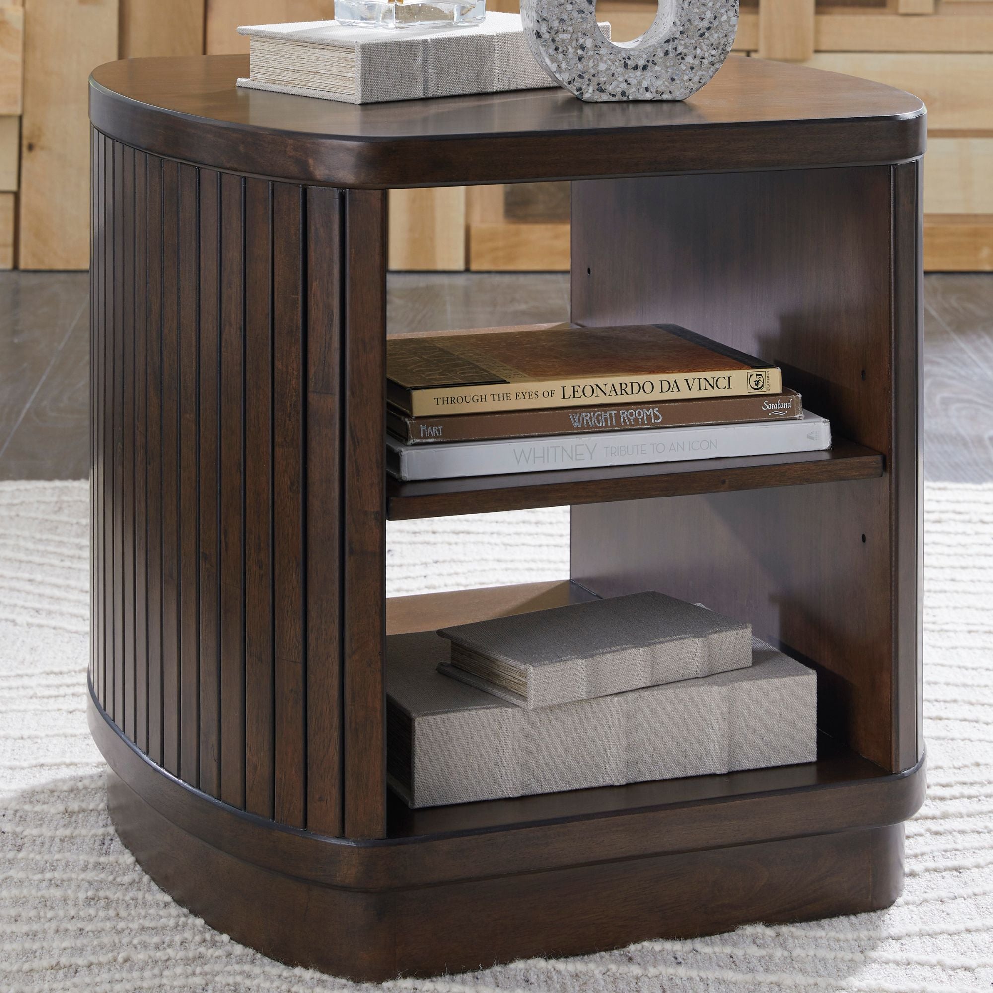Square end table from Signature Design by Ashley featuring a sleek design and sturdy construction, ideal for living room decor.