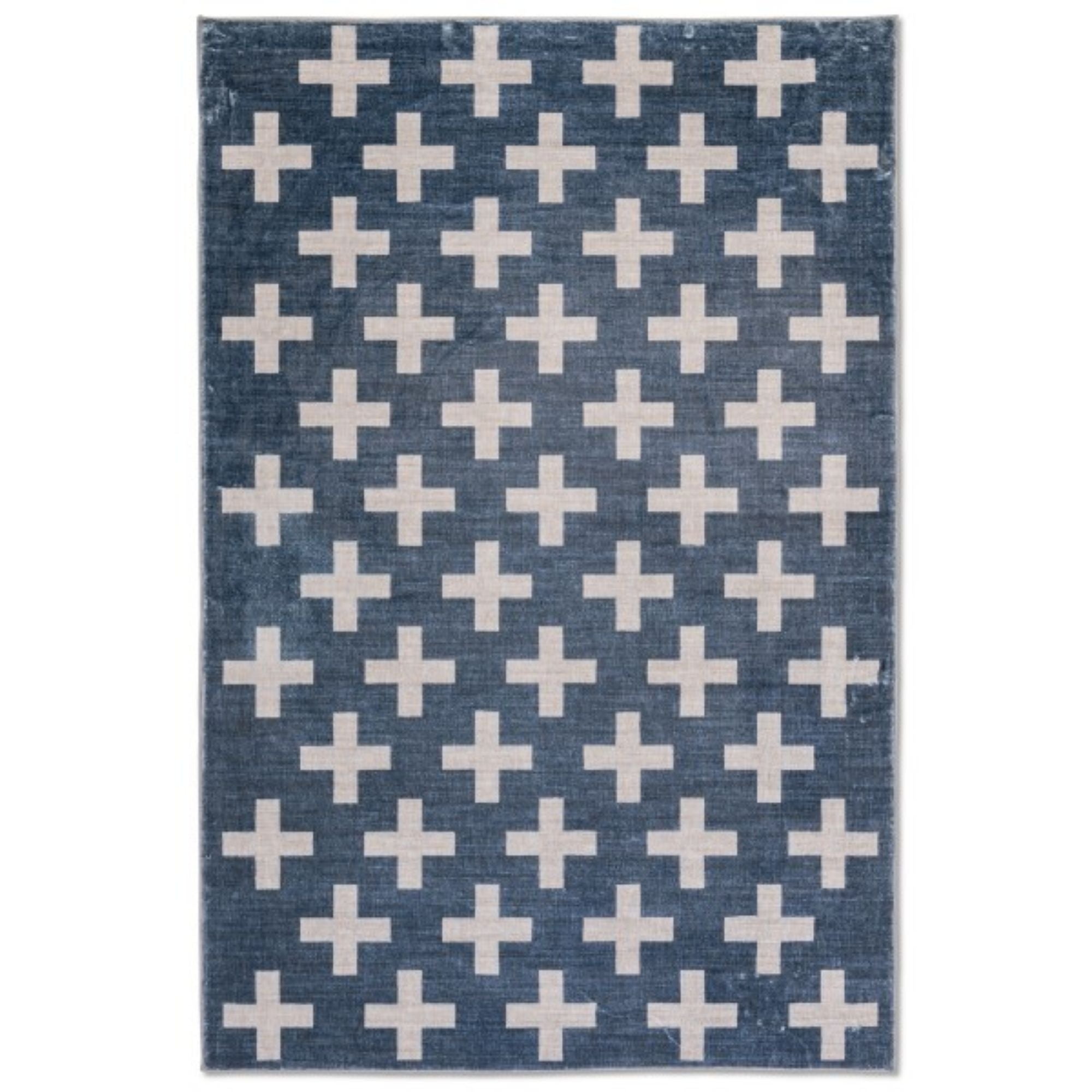 Blue and white modern indoor area rug for kids by Viana Inc, featuring a stylish design suitable for children's rooms.