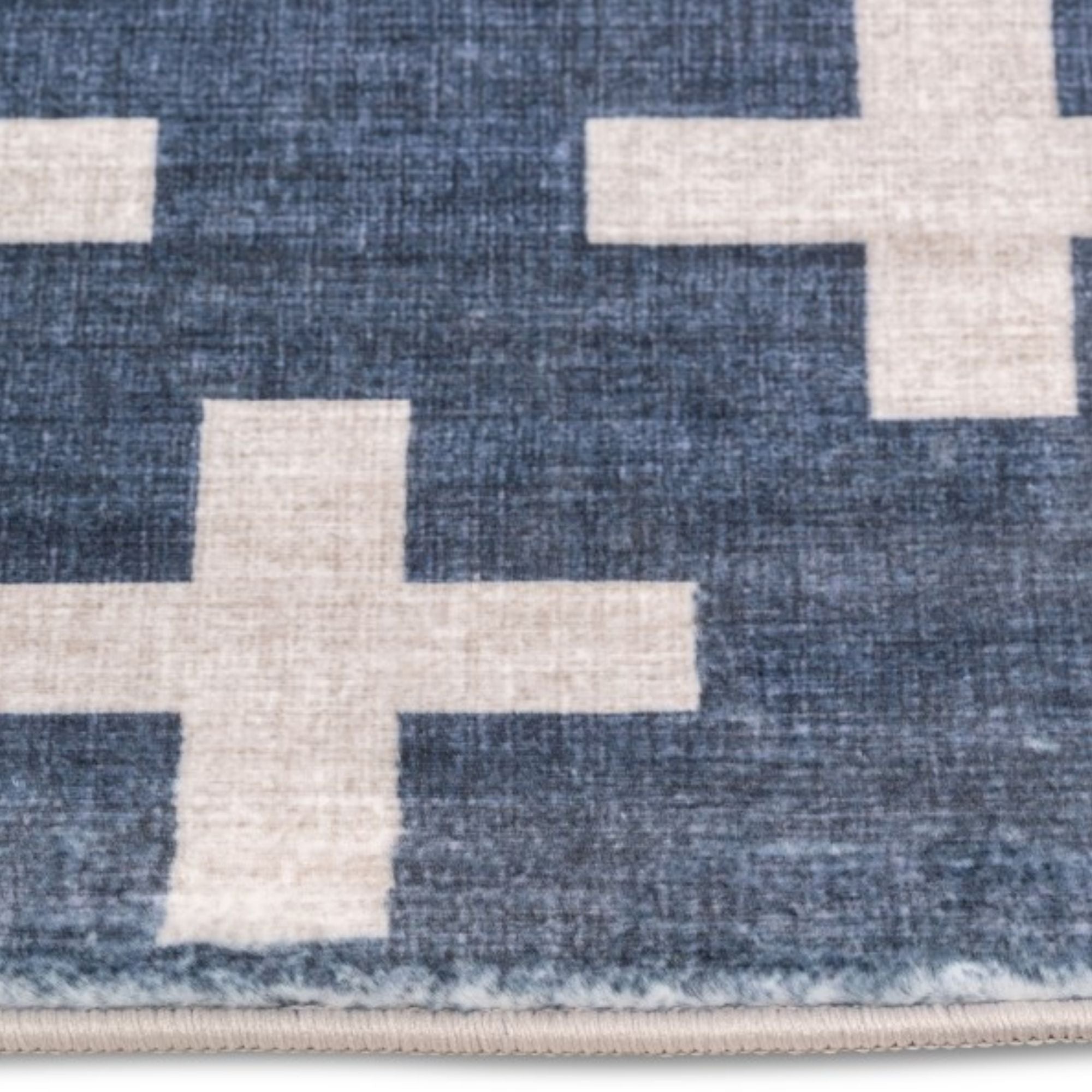 Blue and white modern indoor area rug for kids room by Viana Inc, featuring a stylish and soft design for children's spaces.