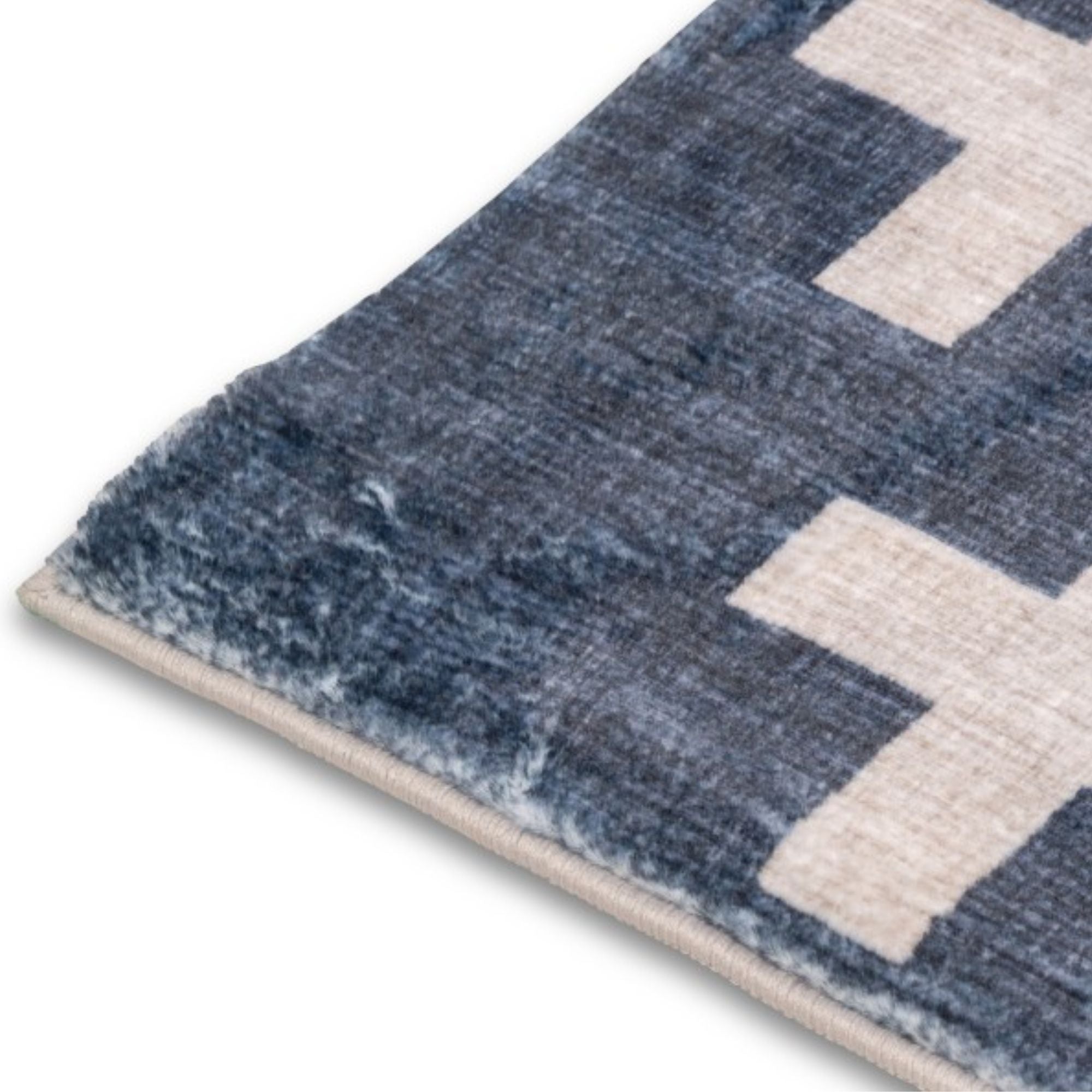 Blue and white modern indoor area rug for kids by Viana Inc, featuring a soft, stylish design perfect for children's rooms.