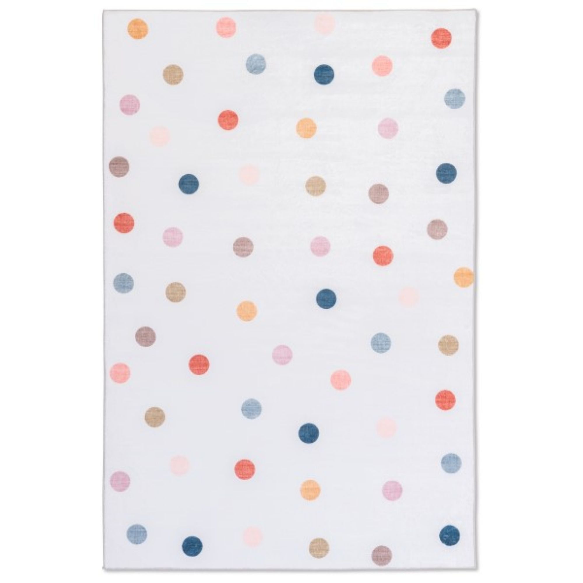Colorful modern indoor area rug with dot pattern by Viana Inc, ideal for children's rooms or playful living spaces.