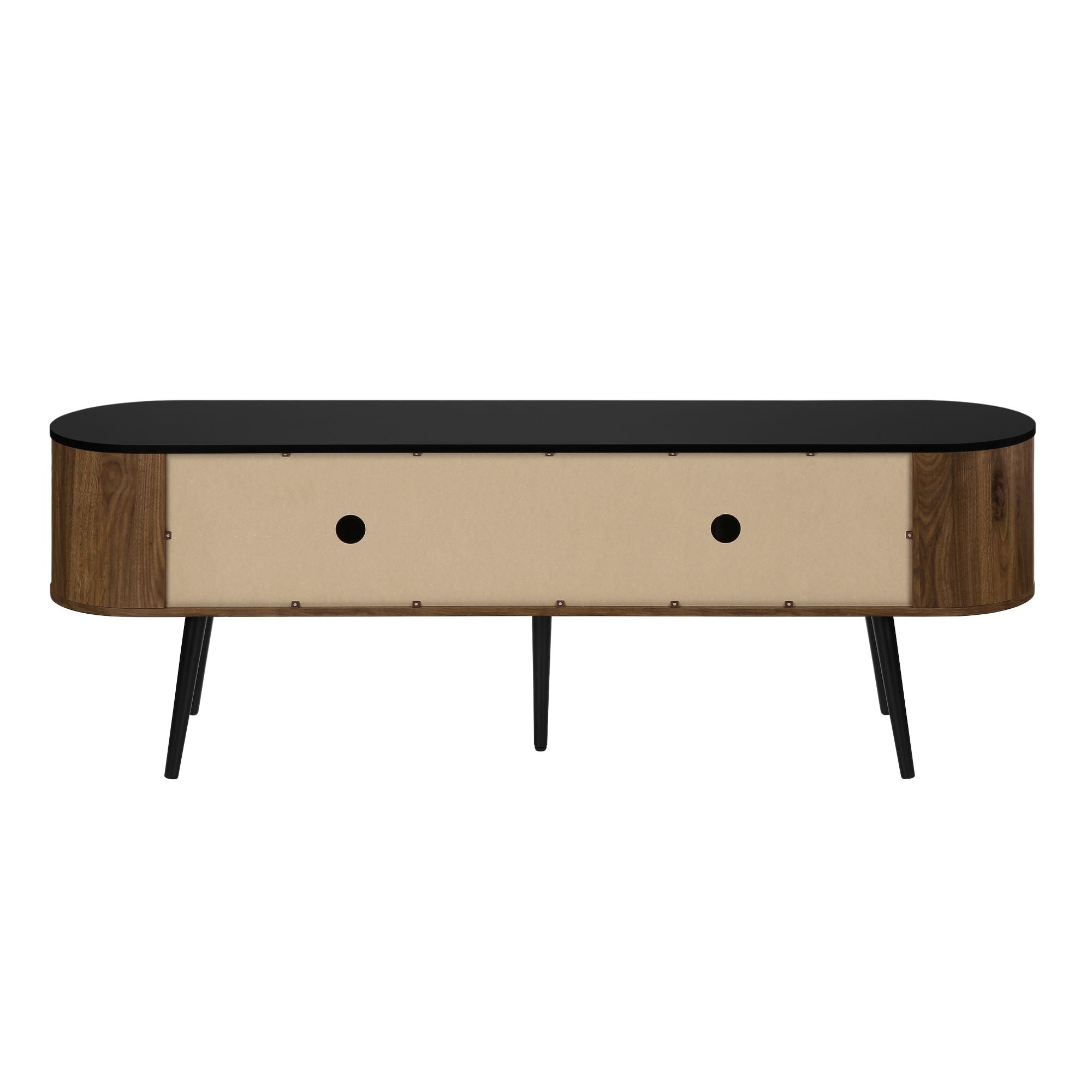 72-inch antique black TV stand with four wood-look doors from Monarch Specialties, modern storage for living room.