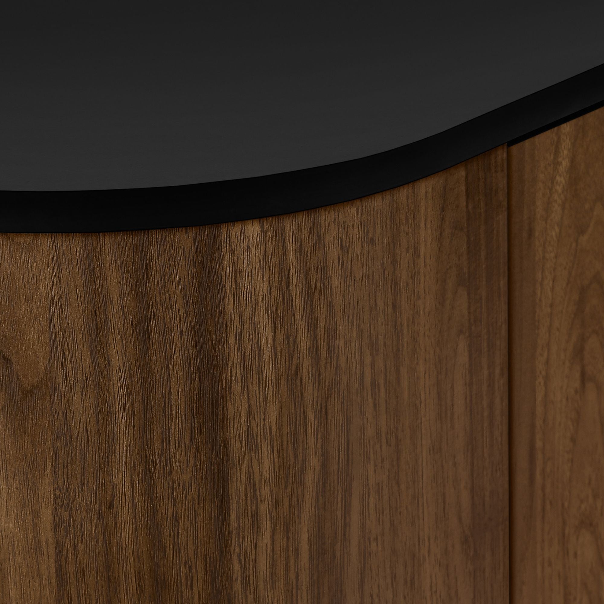 72-inch antique black TV stand with four wood-look doors from Monarch Specialties, showcasing a sleek modern design.