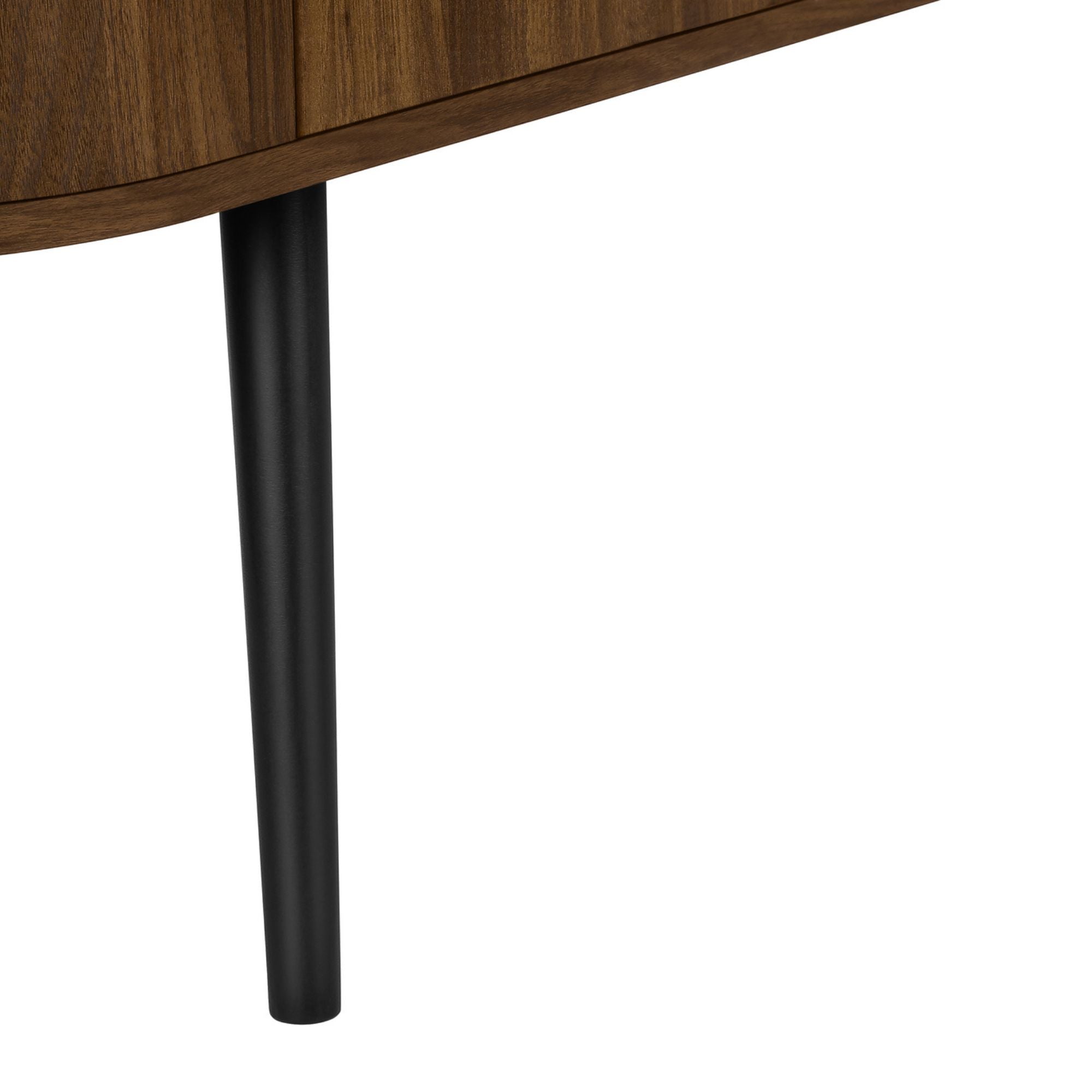 72-inch antique black Monarch Specialties TV stand with four wood-look doors, modern design, and ample storage space.