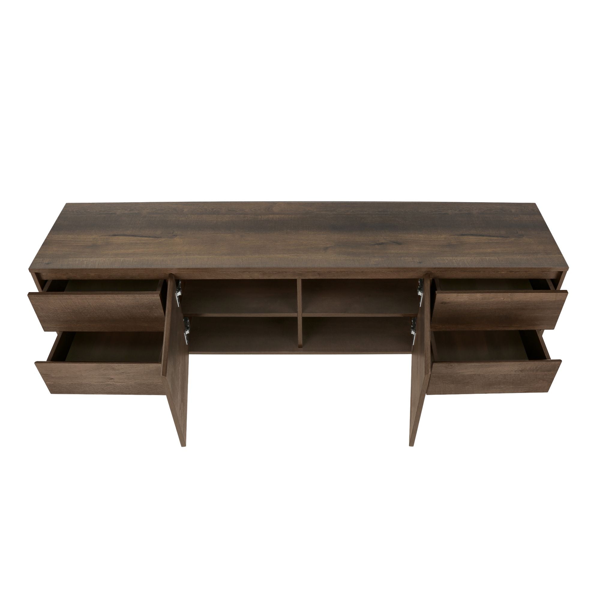 Dark brown wood-look Monarch Specialties 72-inch TV stand with storage compartments and modern design.