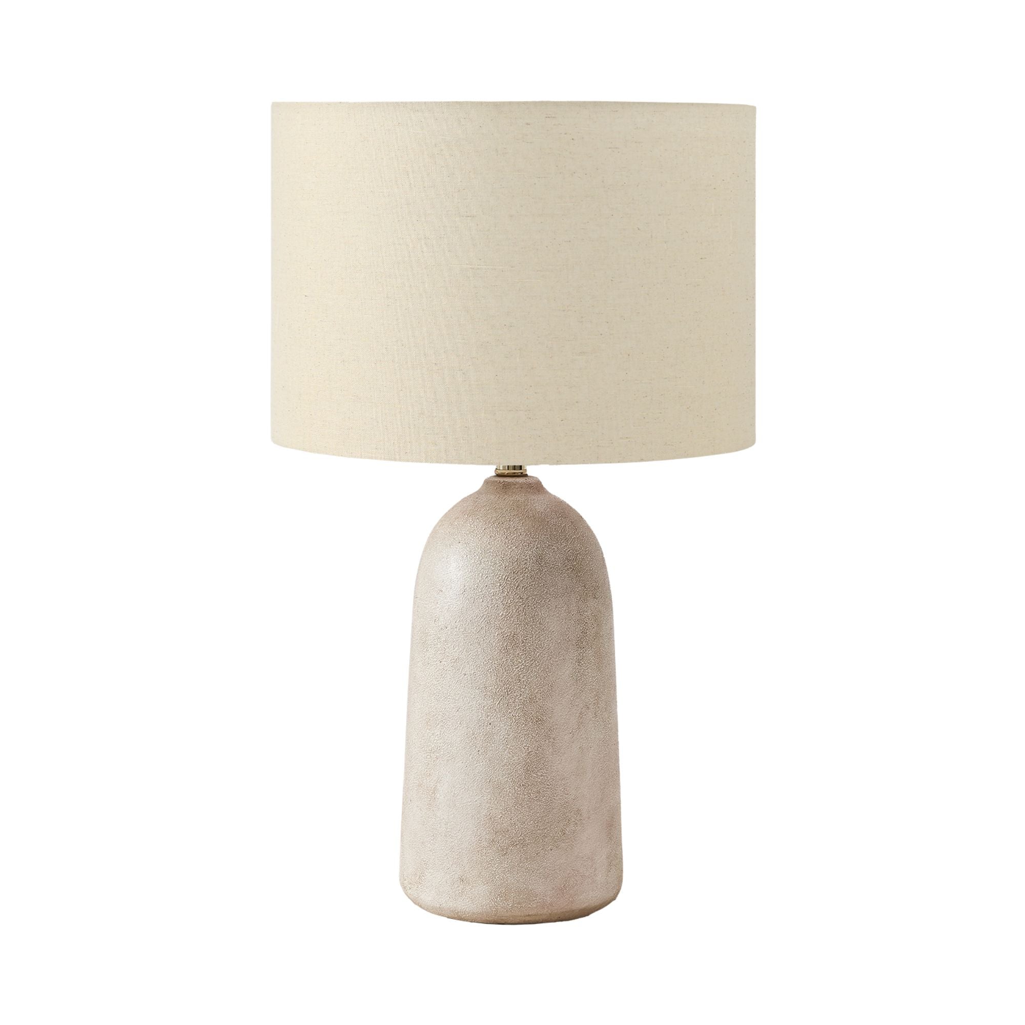 Beige ceramic table lamp standing 27 inches tall, with a classic design, by Monarch Specialties, on a neutral table surface.