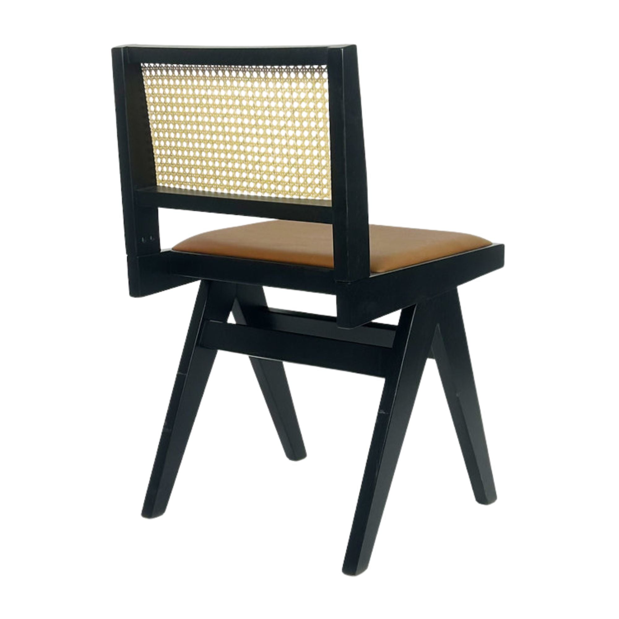 Set of two Elite Living Terra dining chairs with upholstered seats in Cognac, featuring modern design and sturdy wooden legs.