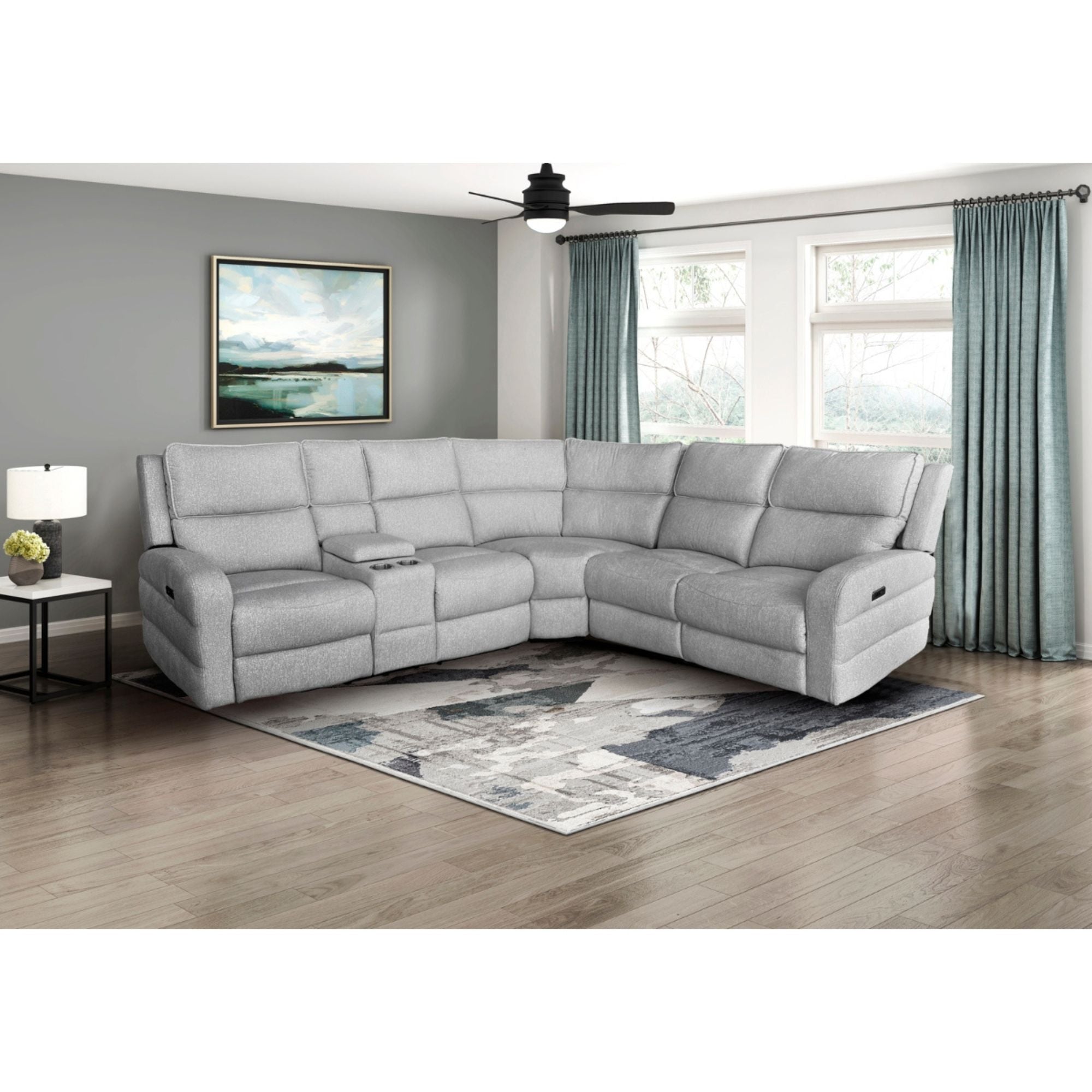 Grey Thorne II Collection L-shaped sectional sofa by MAZ, featuring plush cushions and modern design for stylish living rooms.