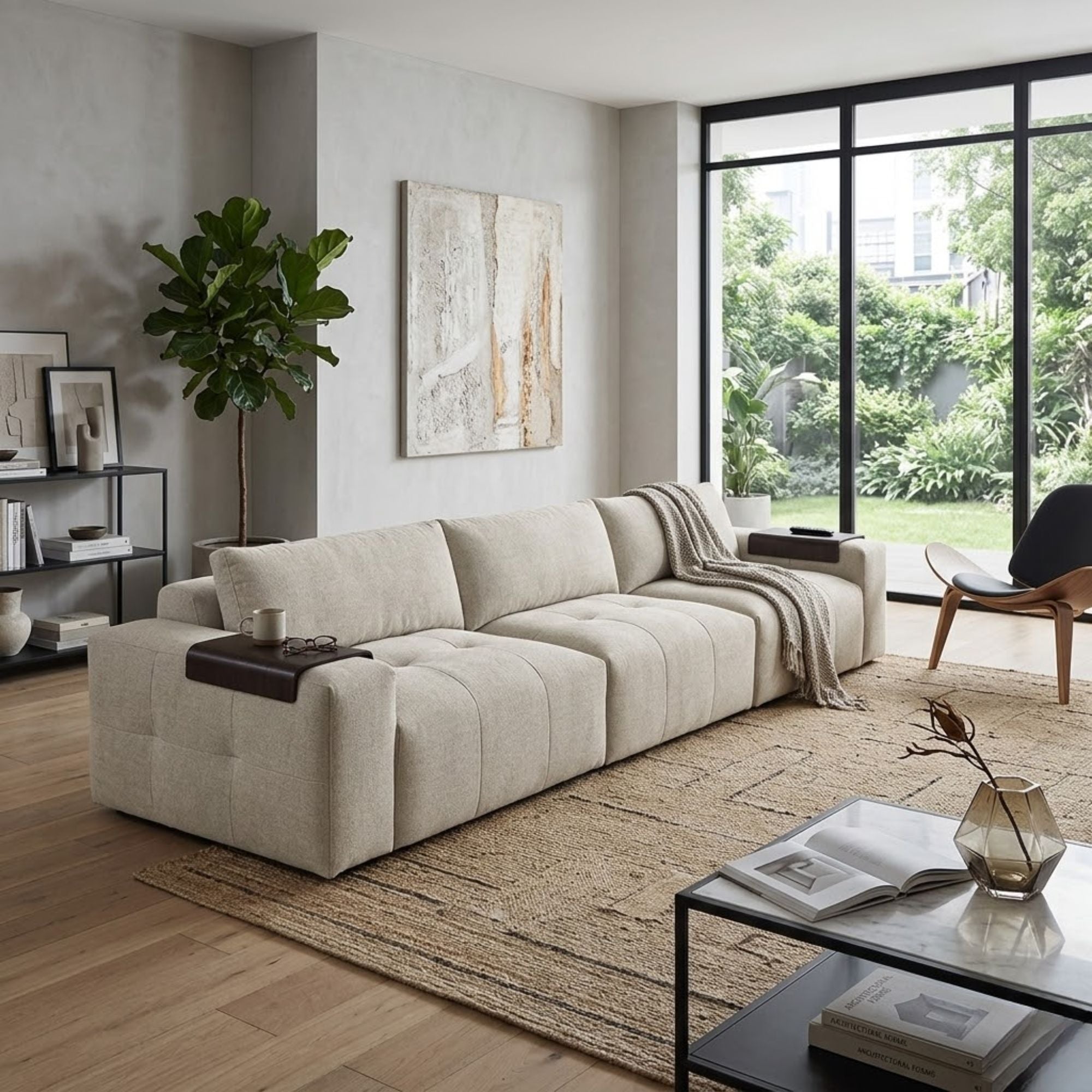 Taupe Tidal 3-piece modular sofa by MAZ featuring plush cushions and contemporary design, perfect for modern living rooms.