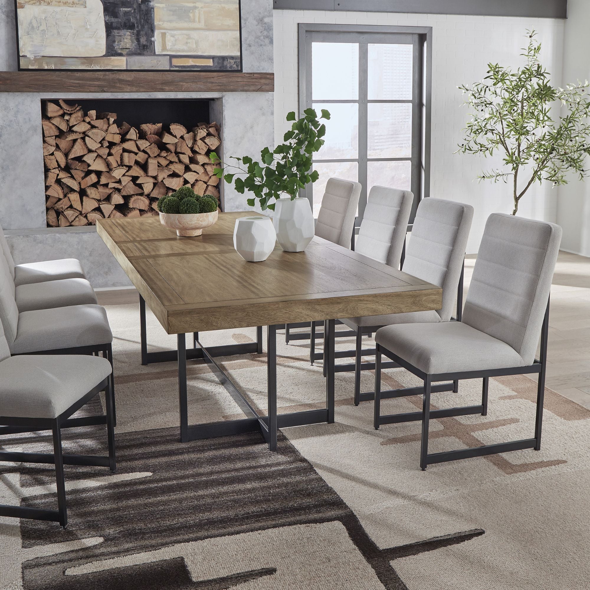 Set of two Tomtyn Dining UPH Side Chairs by Signature Ashley, showcasing modern wooden dining chairs with upholstered seats.