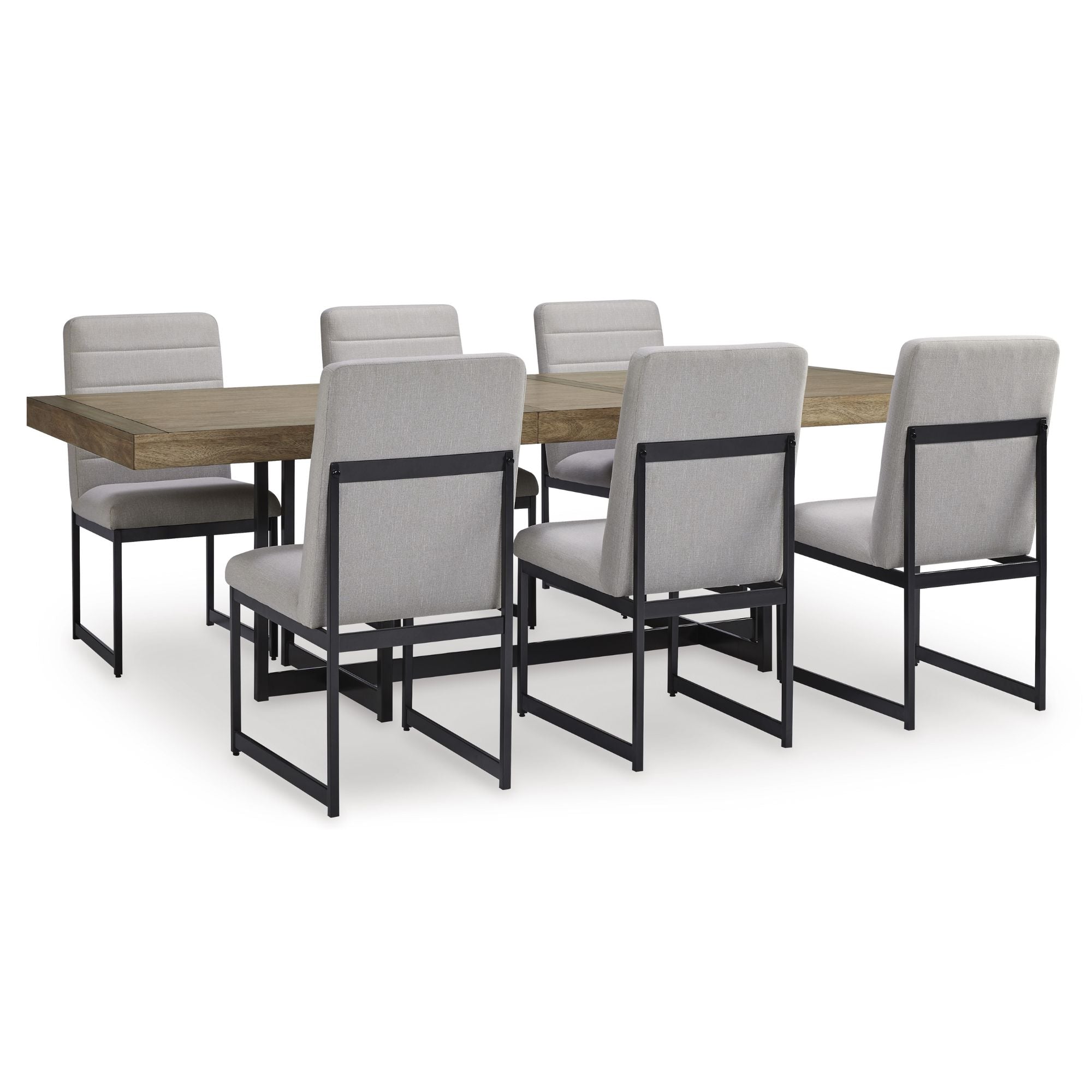 Grey Tomtyn dining room set by Signature Ashley featuring a table and matching chairs in a modern dining space.