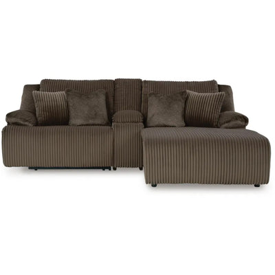 Top Tier 3-Piece Reclining Sectional Sofa with Chaise Brown