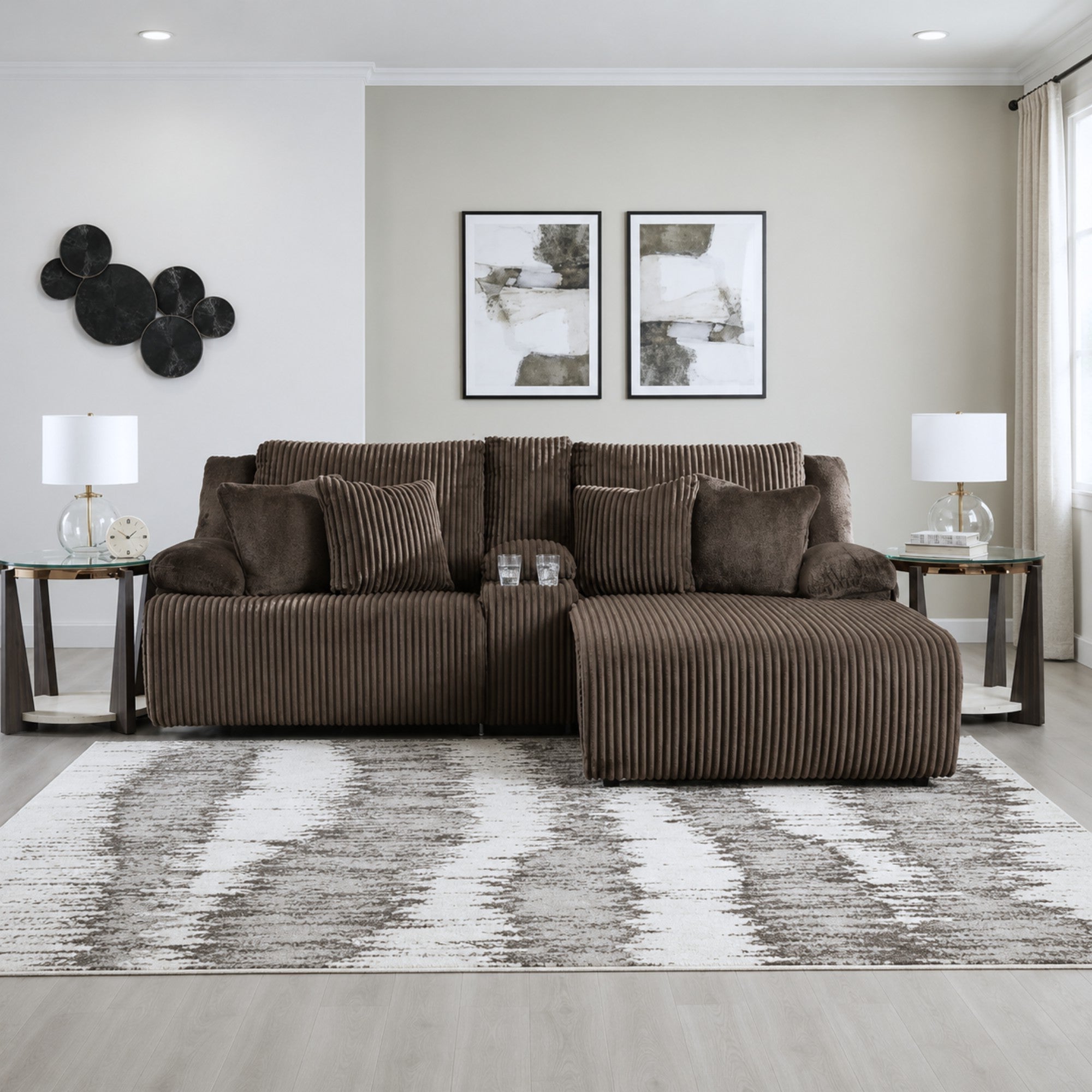 Top Tier 3-Piece Reclining Sectional Sofa with Chaise Brown