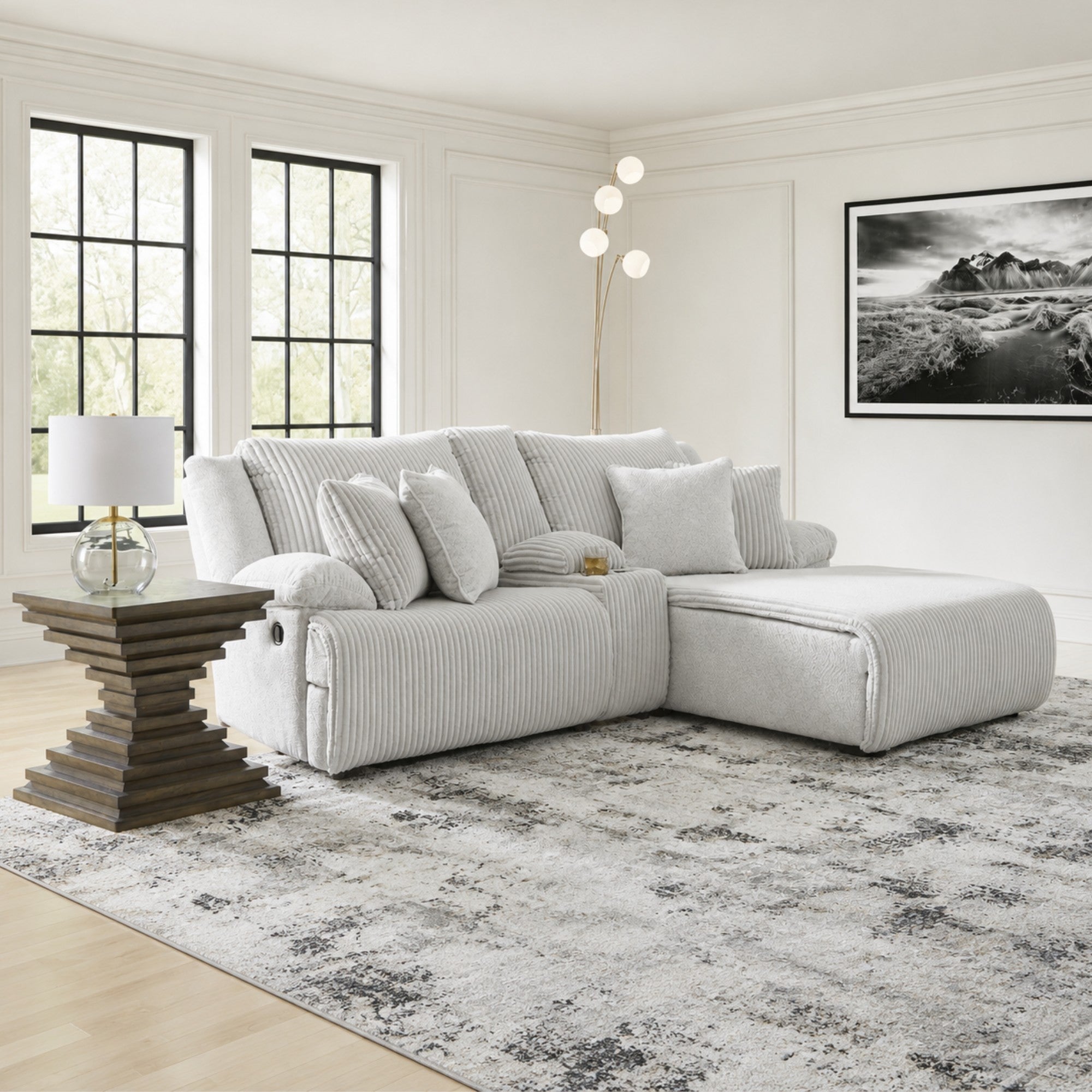 Top Tier 3-Piece Reclining Sectional Sofa with Chaise Alloy