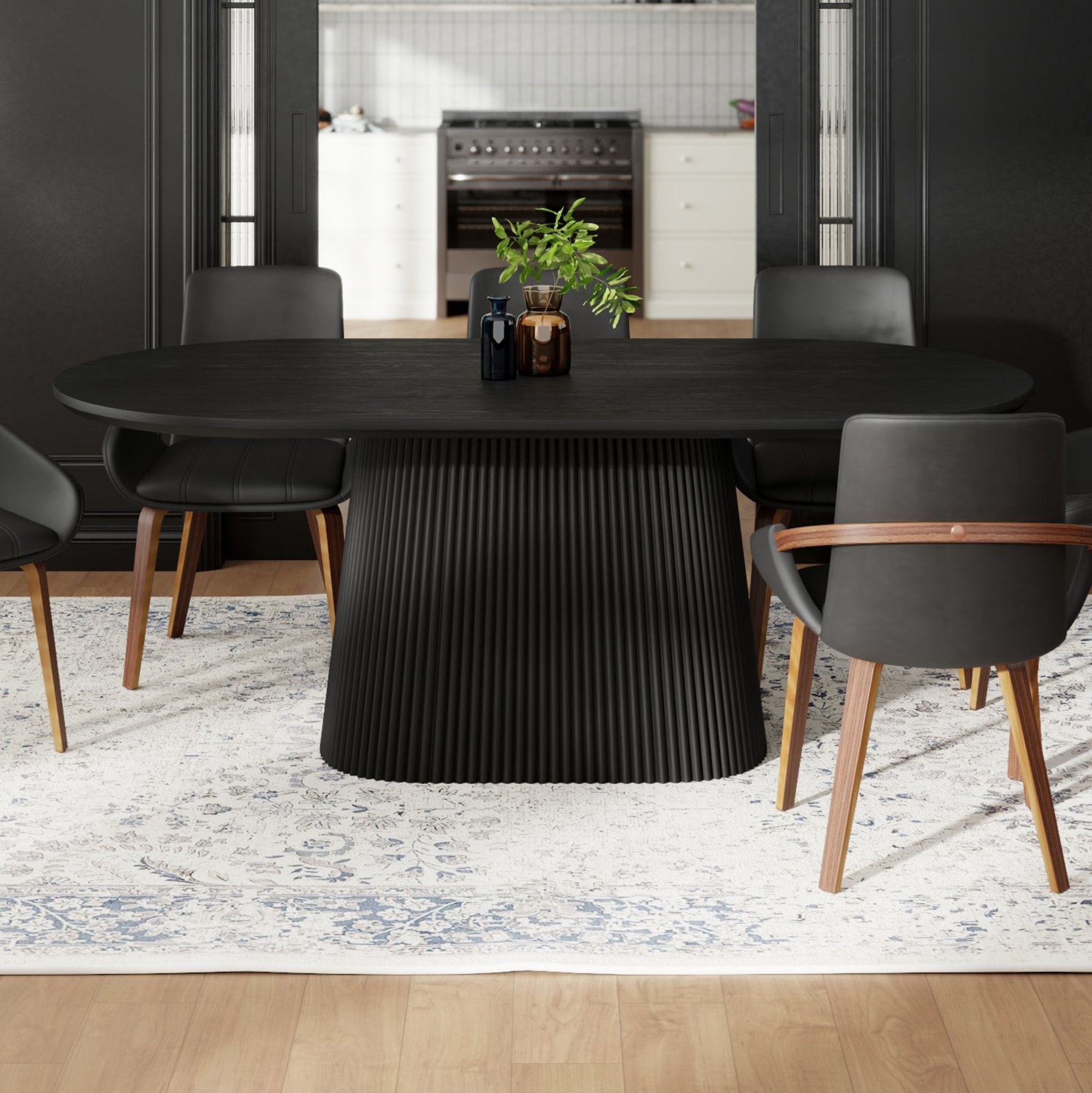 Tovas 79" Oval Dining Table in Black