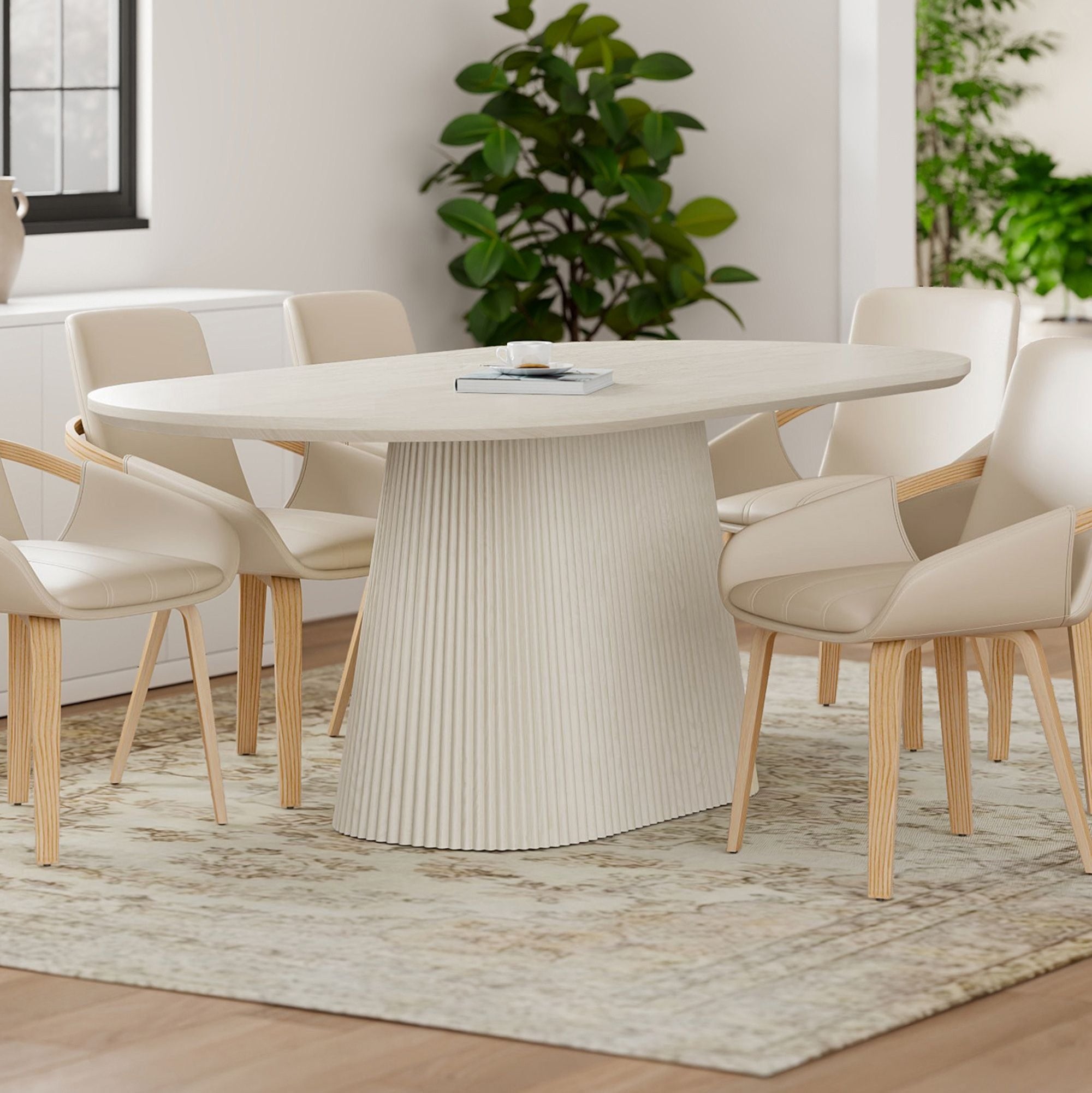 Tovas 79" Oval Dining Table in Ivory