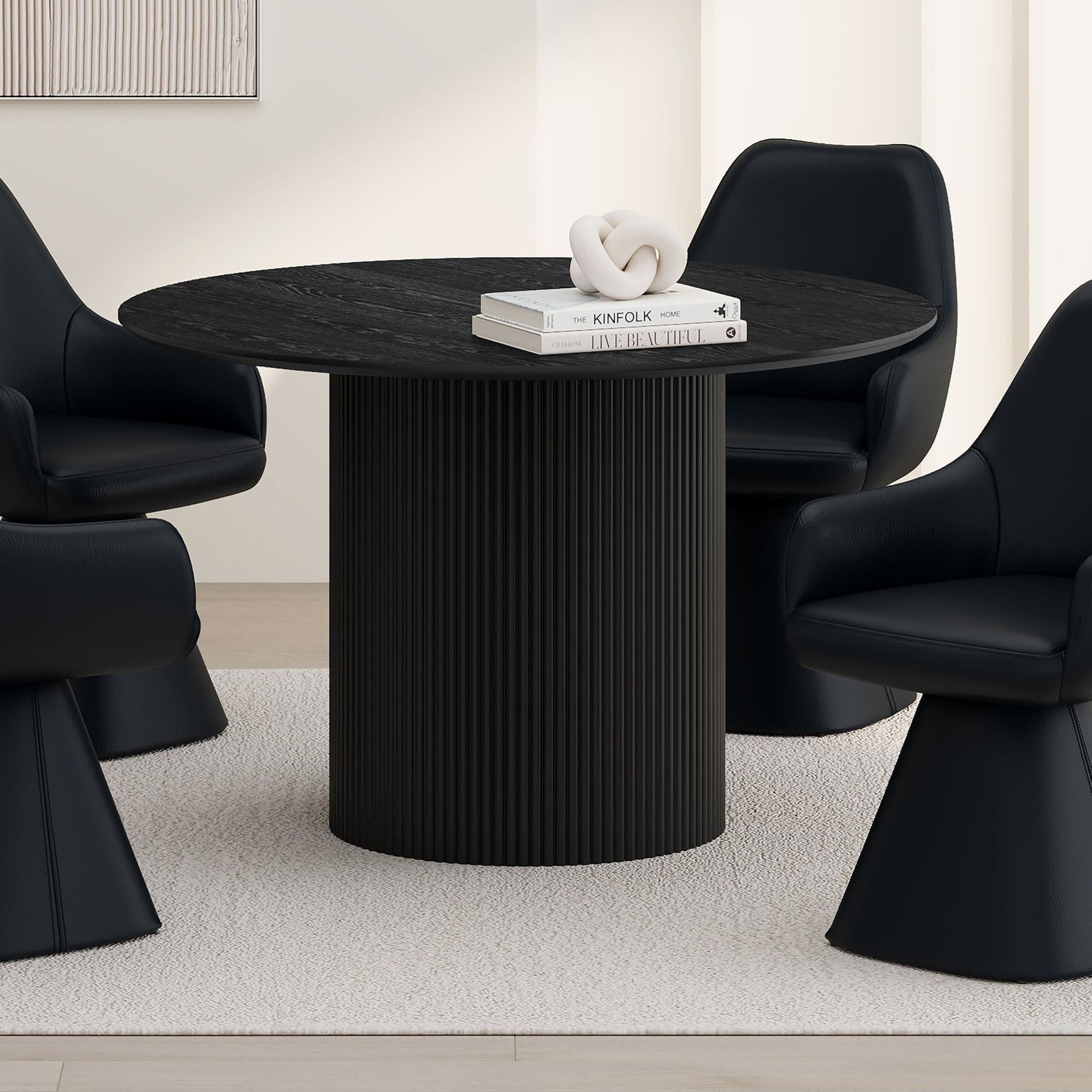 Tovas 47" Round Dining Table in Black