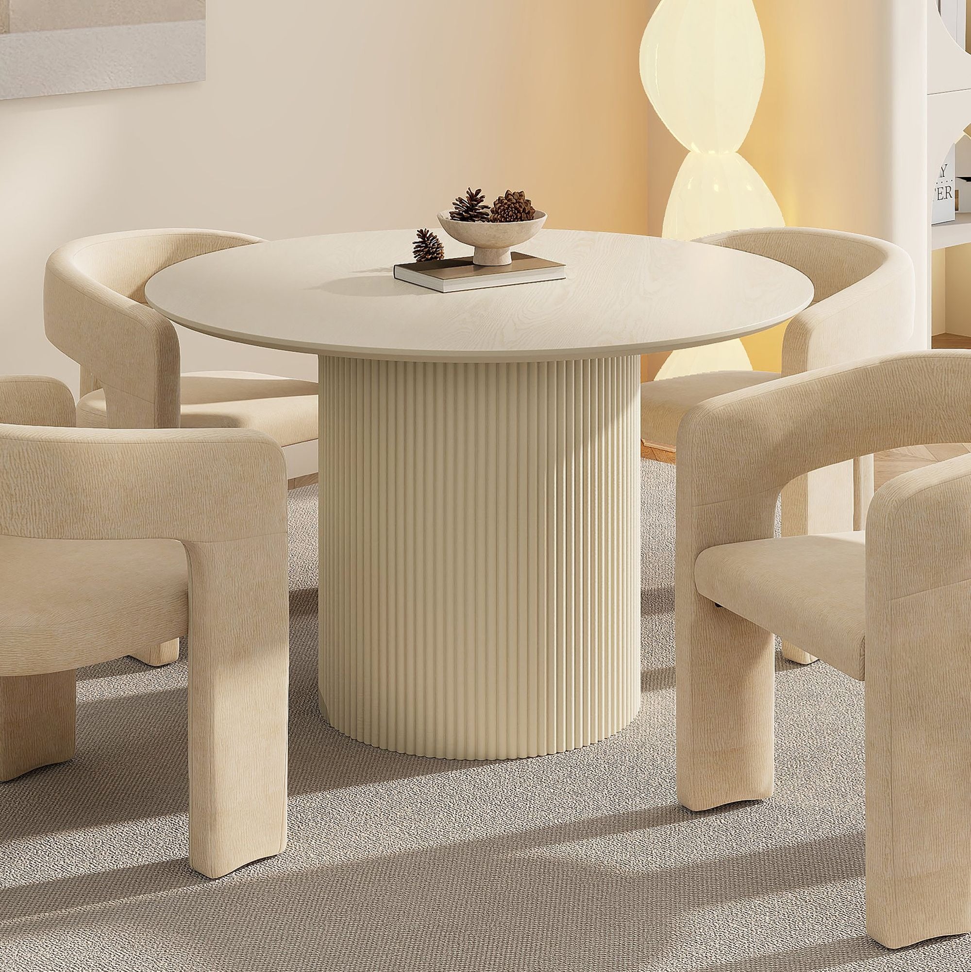 Tovas 47" Round Dining Table in Ivory