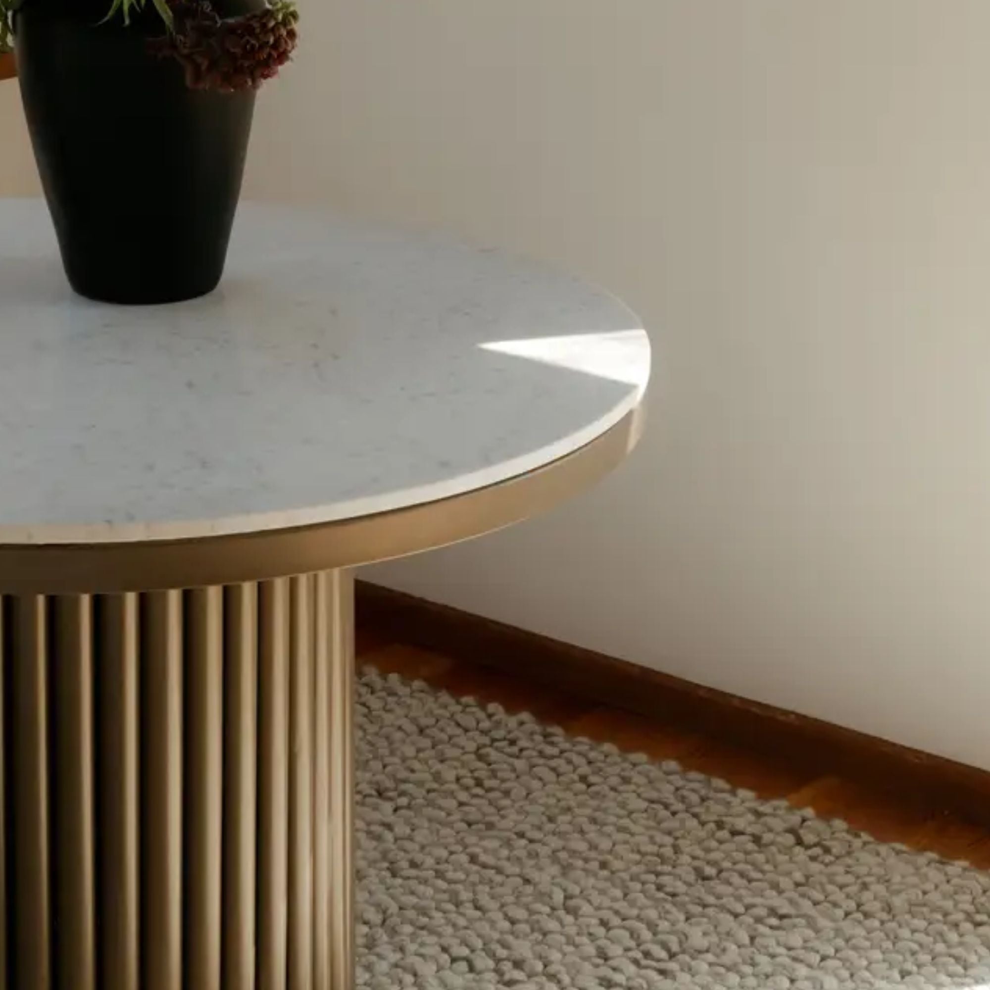 Moe's Home Tower Collection Dining Table White Marble | CastleUp Experience Centre Online Furniture