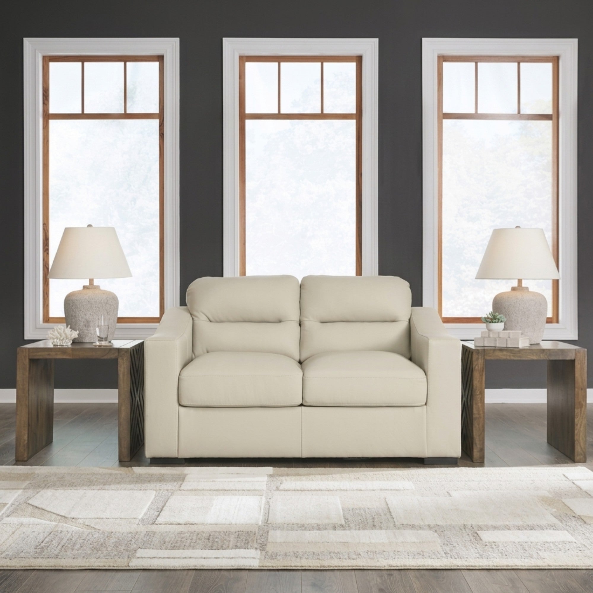 Treasure Trove Leather Loveseat Beige