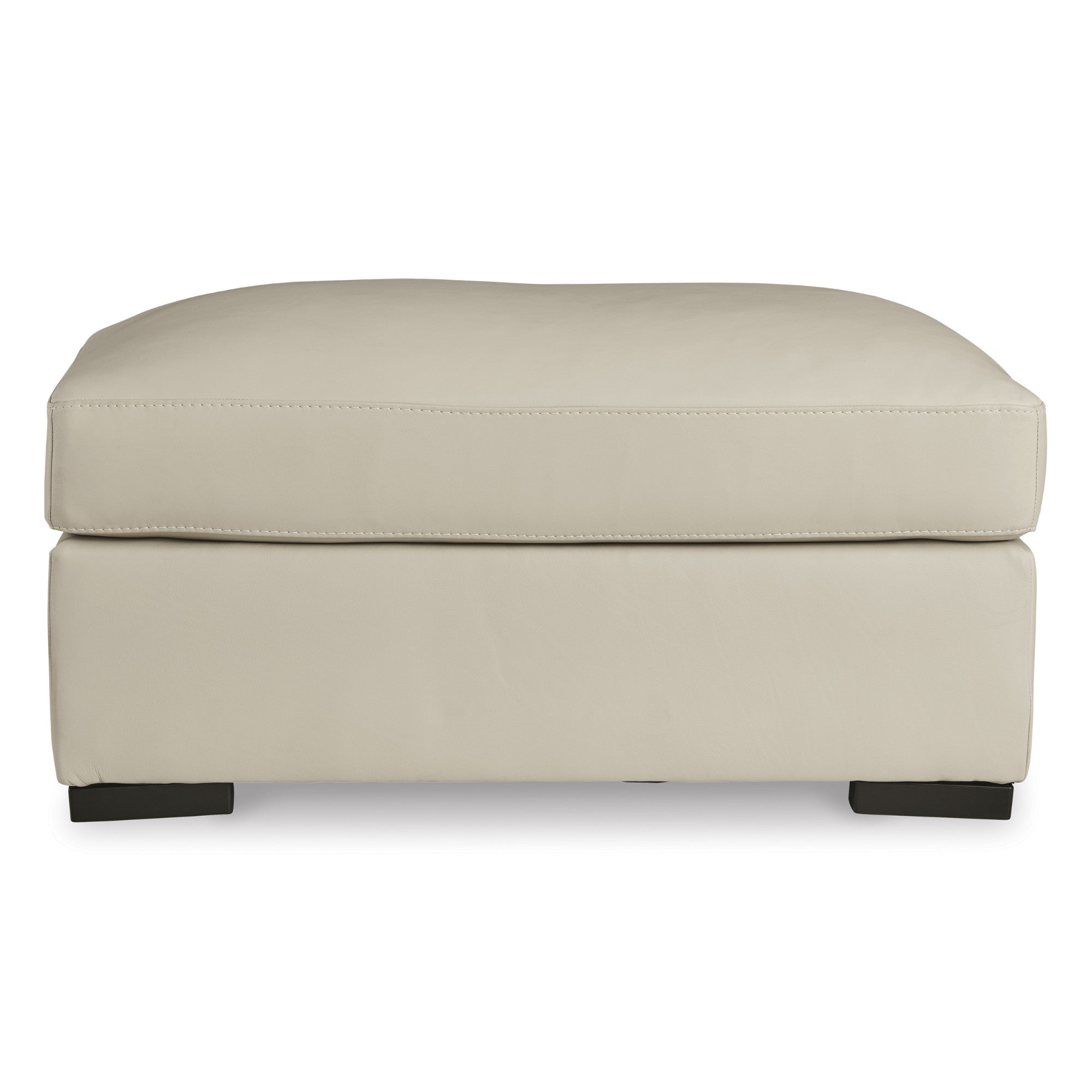 Treasure Trove Leather Ottoman Beige