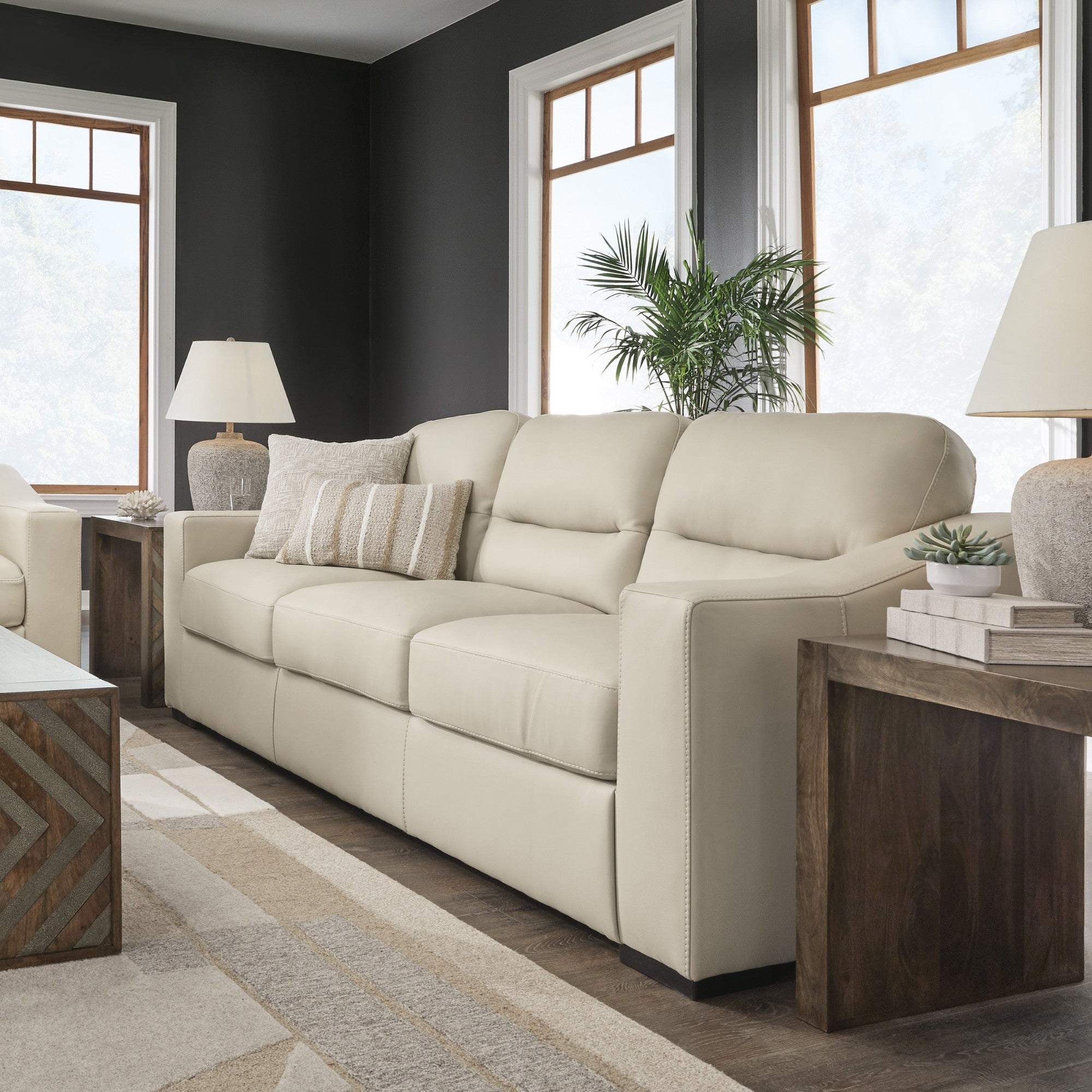 Treasure Trove Leather Sofa Set Beige