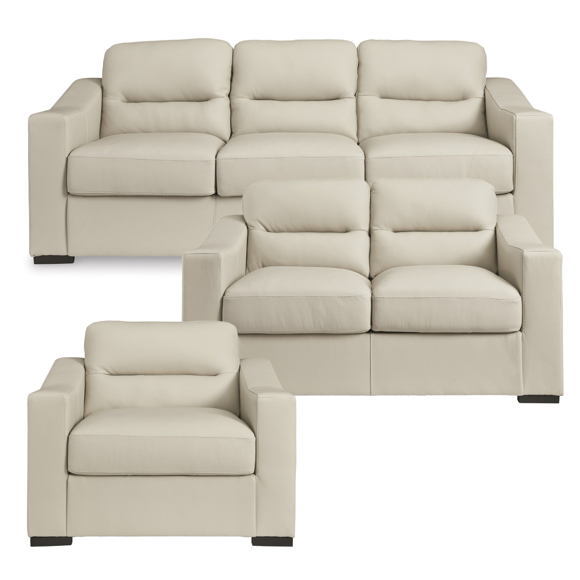 Treasure Trove Leather Sofa Set Beige