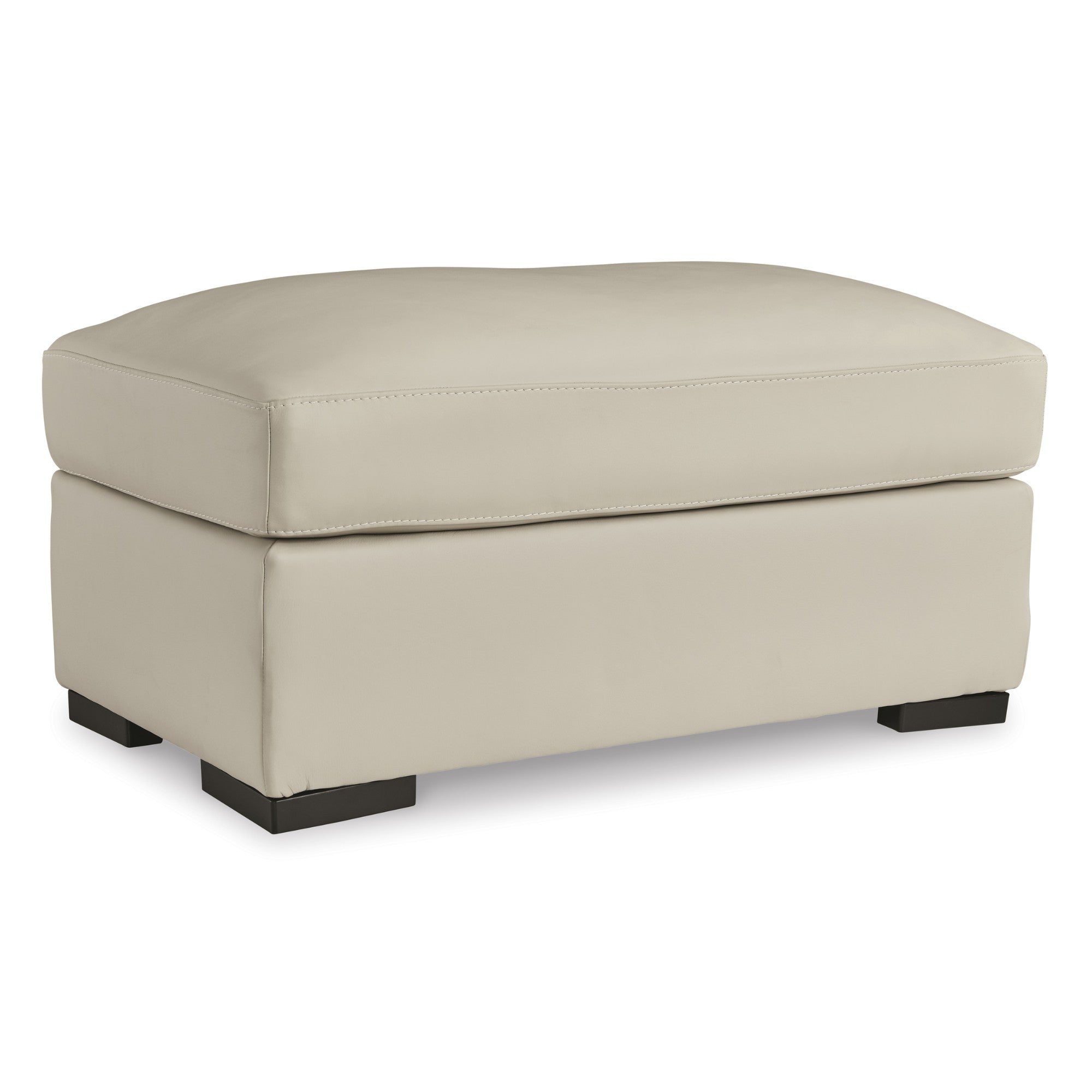 Treasure Trove Leather Ottoman Beige