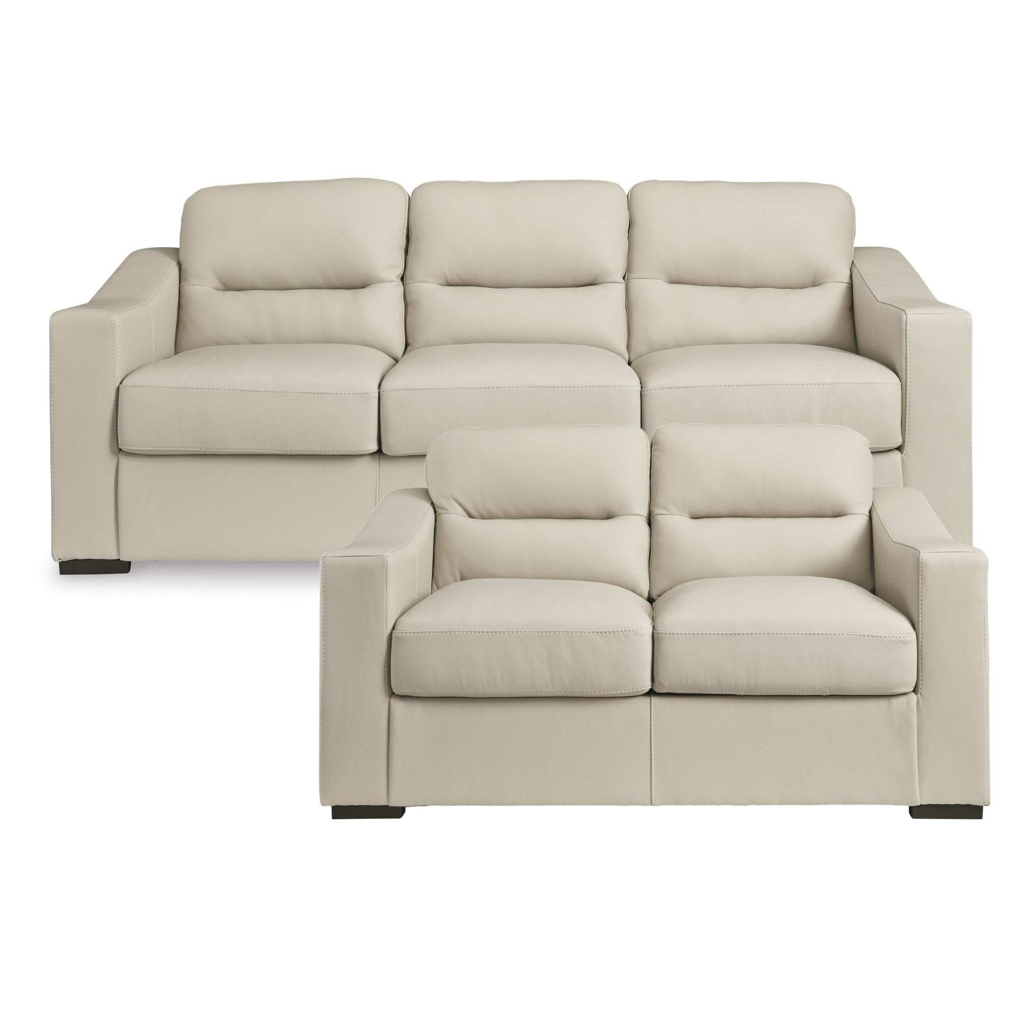 Treasure Trove Leather Sofa Set Beige