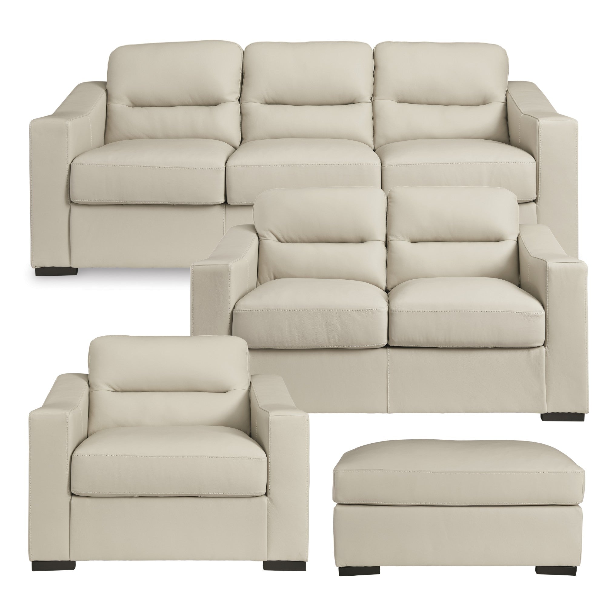 Treasure Trove Leather Sofa Set Beige