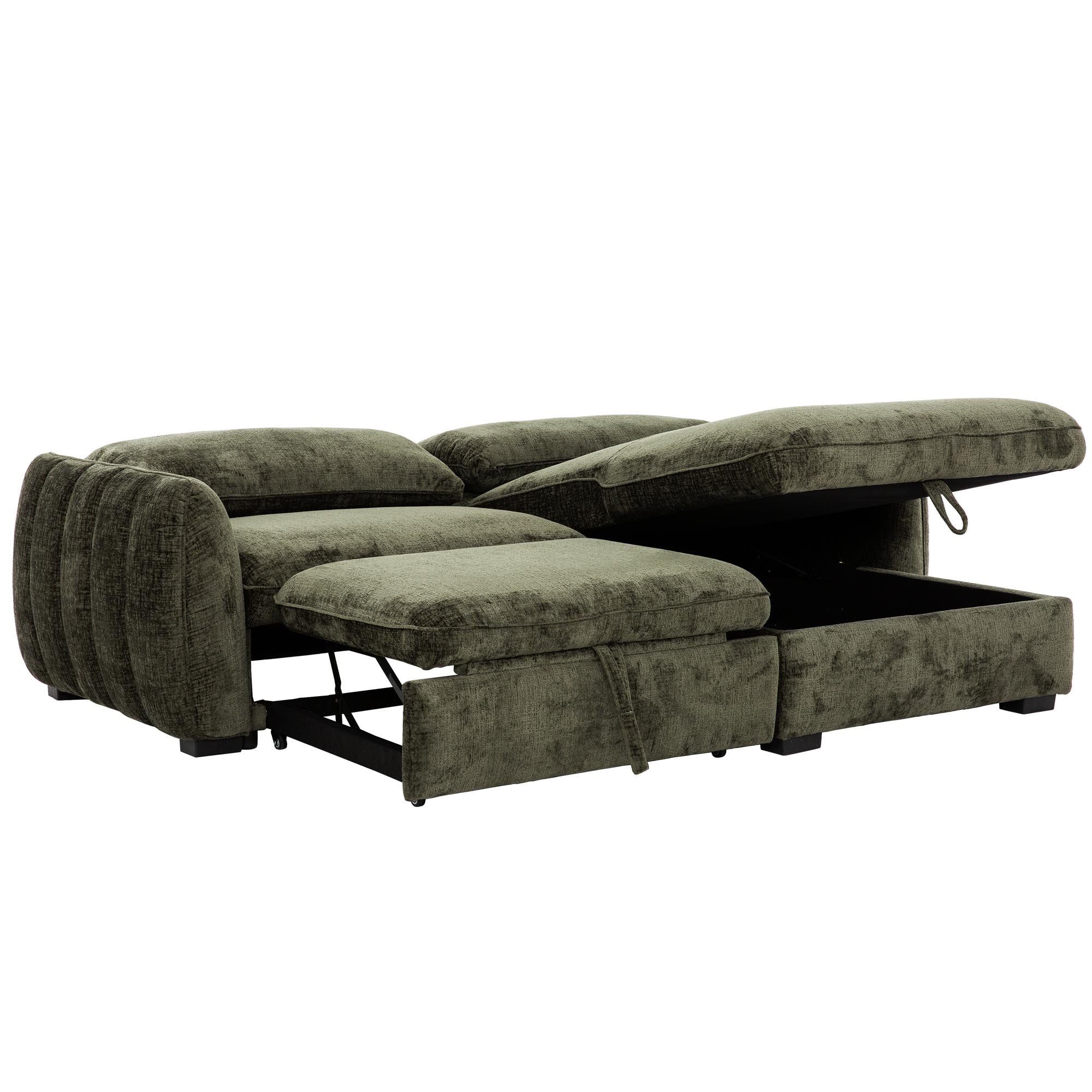 Tregenna Storage Chaise Sectional Sleeper Forest Green (Pre-Order)