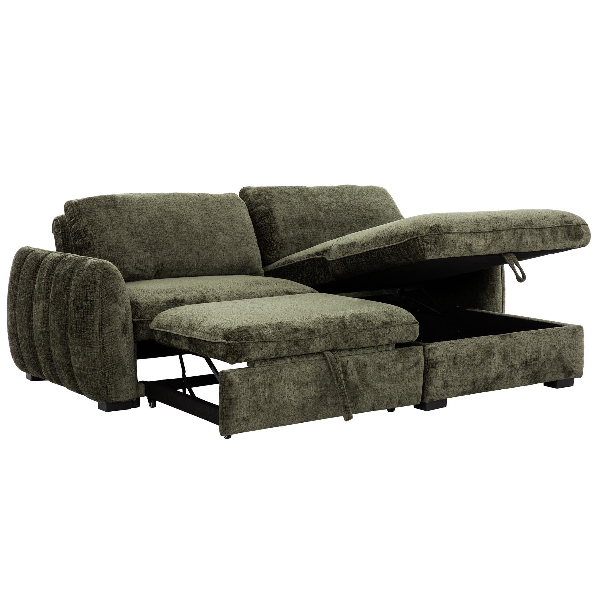 Tregenna Storage Chaise Sectional Sleeper Forest Green (Pre-Order)