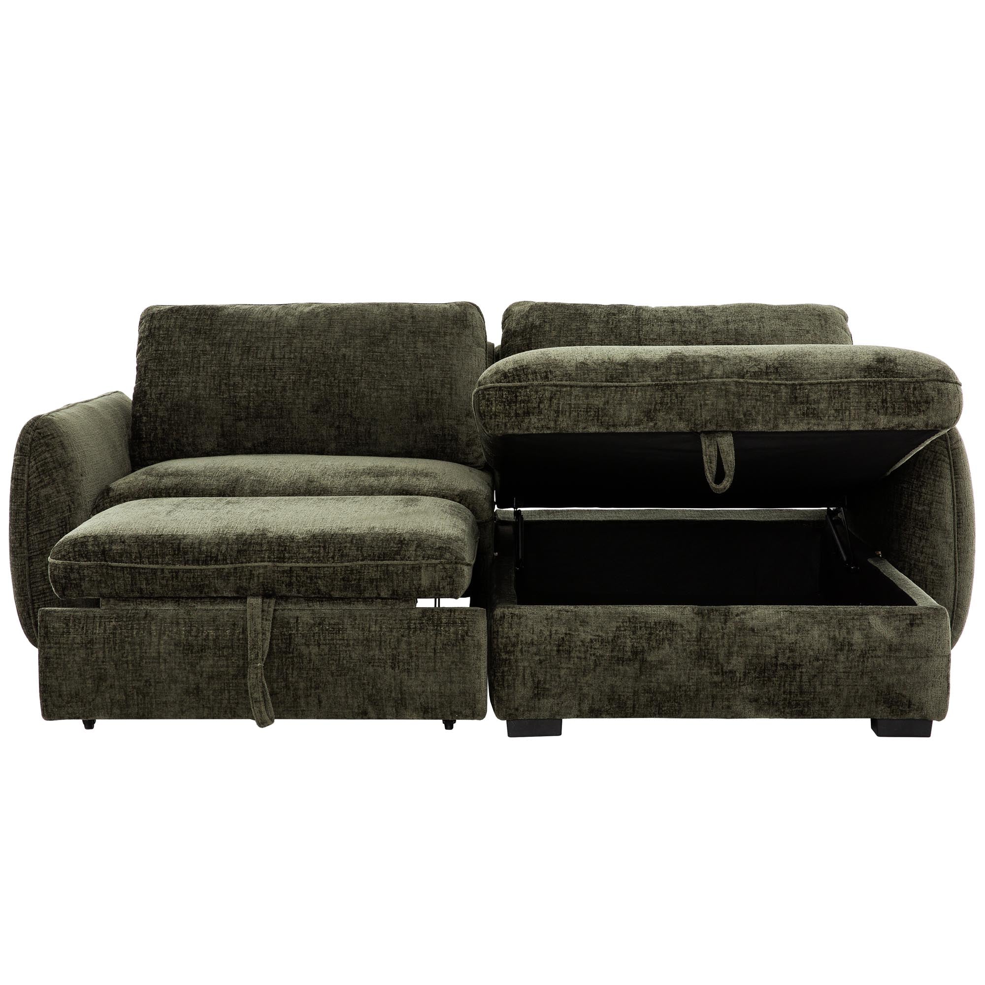 Tregenna Storage Chaise Sectional Sleeper Forest Green (Pre-Order)