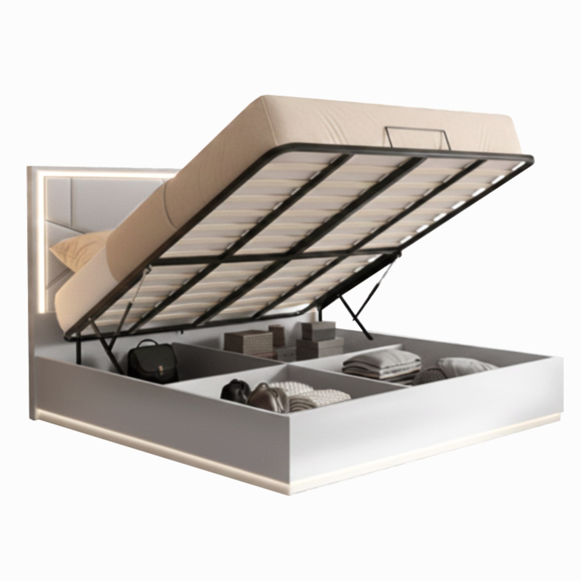 Tresoria Lacquer Hydronic Storage Bedroom Set in Light Grey | CastleUp Experience Centre