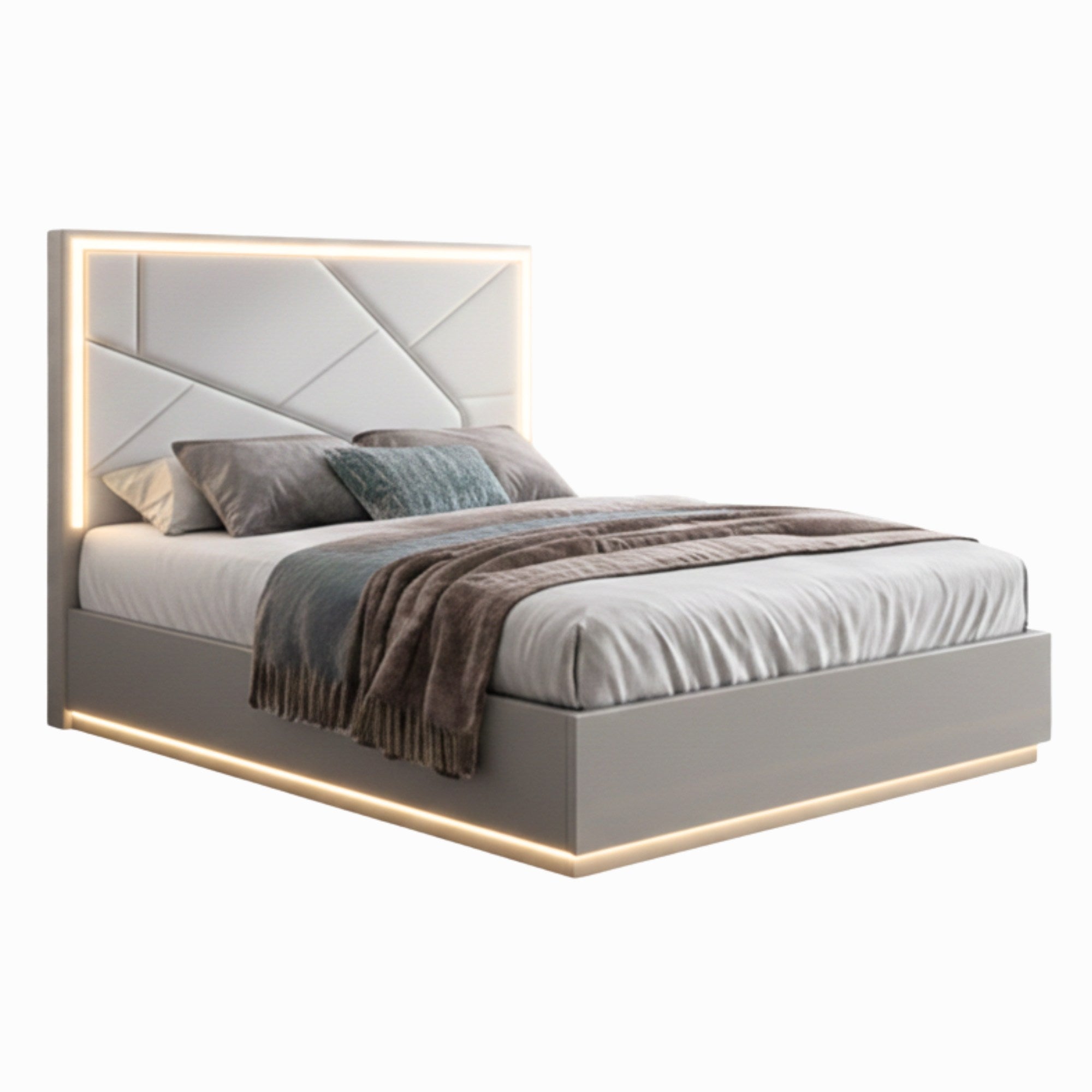 Tresoria Lacquer Hydronic Storage Bedroom Set in Light Grey | CastleUp Experience Centre